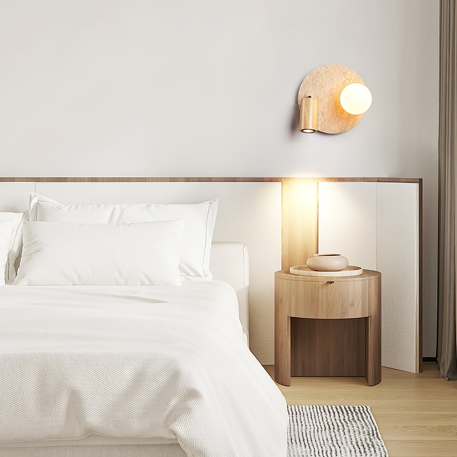 Armara Travertine Disc Wall Light - Neutral Decor