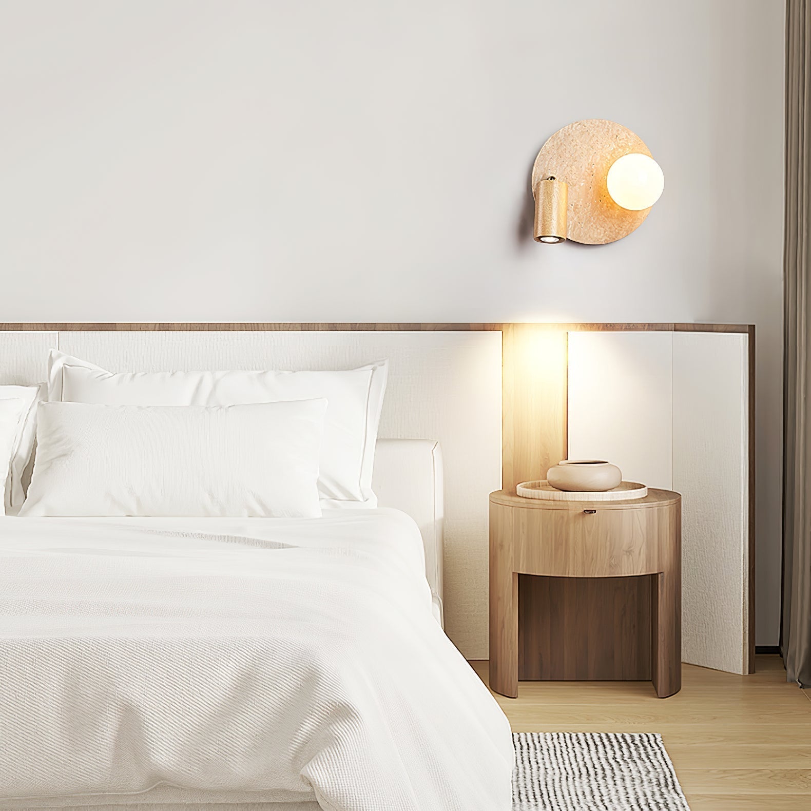 Armara Travertine Disc Wall Light - Neutral Decor