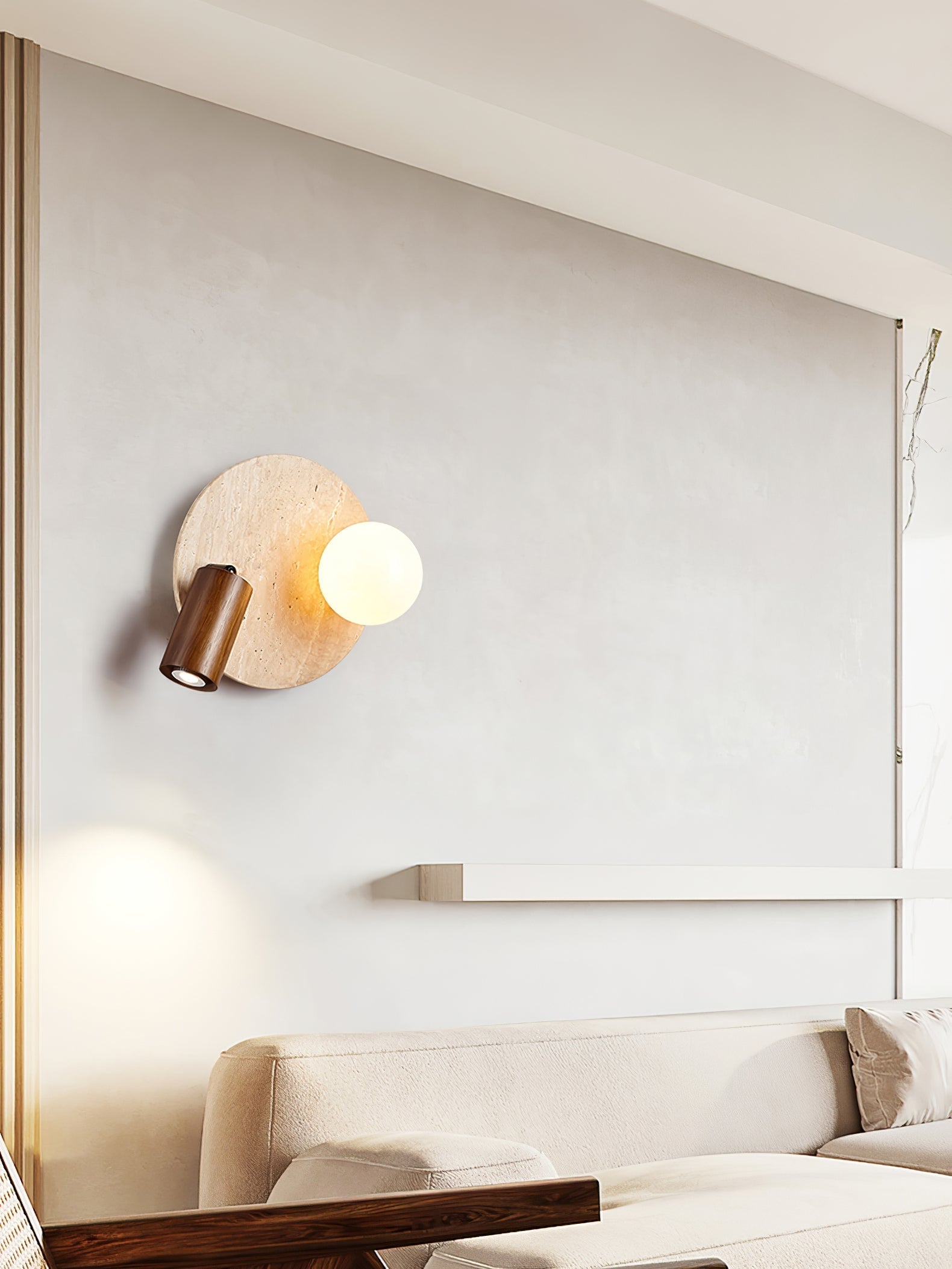 Armara Travertine Disc Wall Light - Neutral Decor