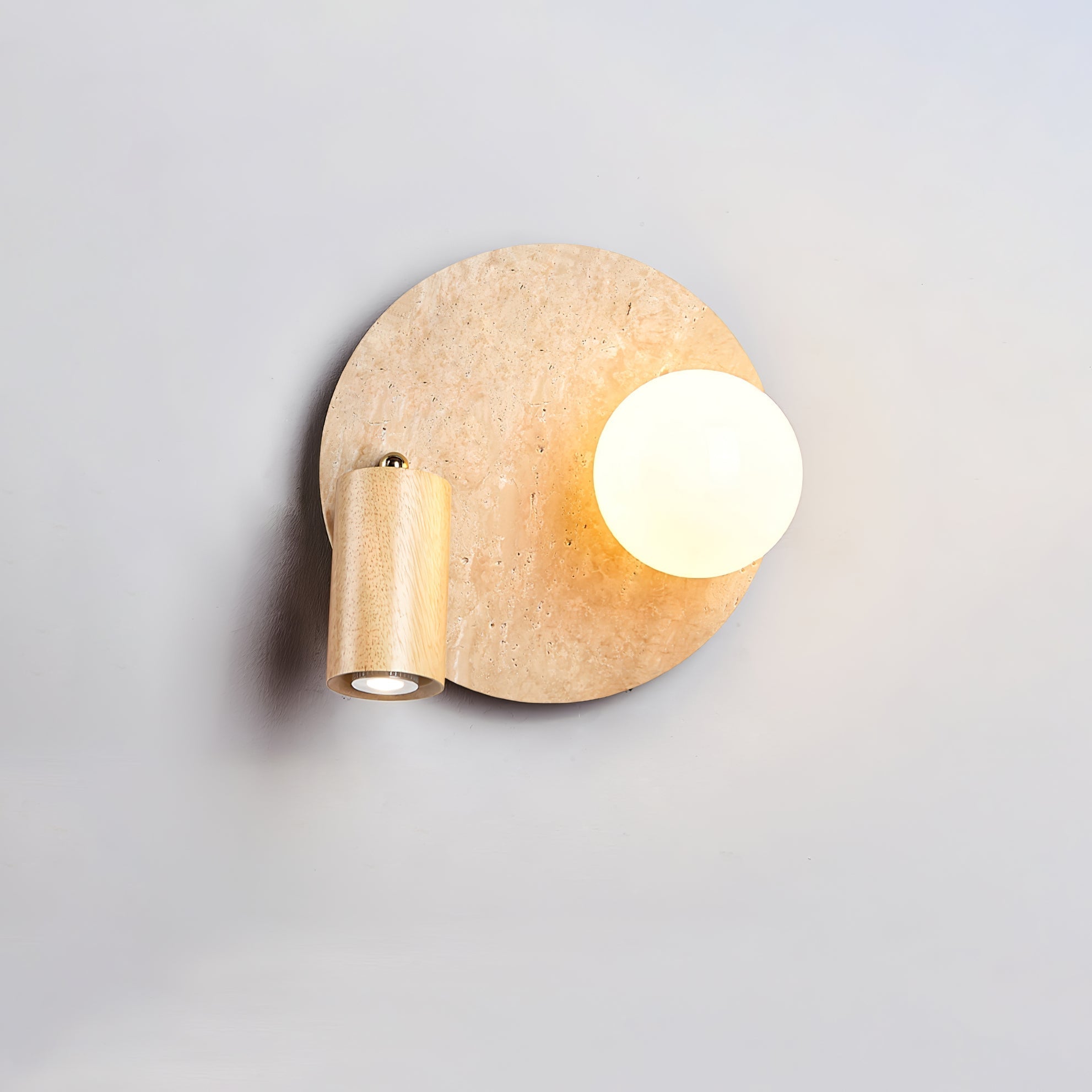 Armara Travertine Disc Wall Light - Neutral Decor