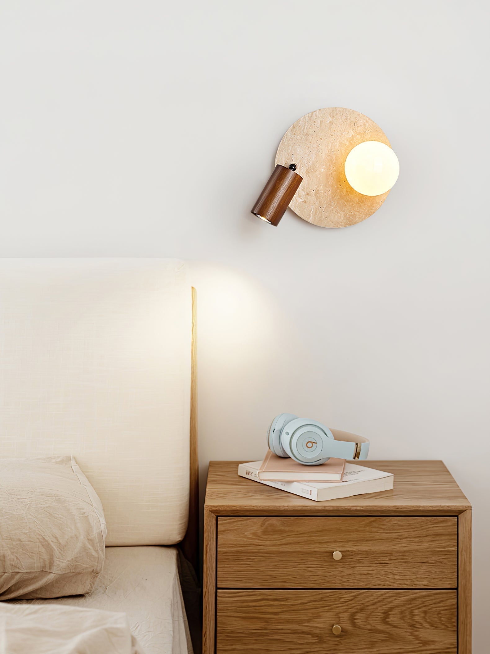 Armara Travertine Disc Wall Light - Neutral Decor