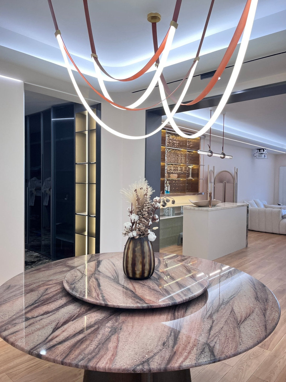 Odin Parabola Decorative Leather Silicone Strap Chandelier
