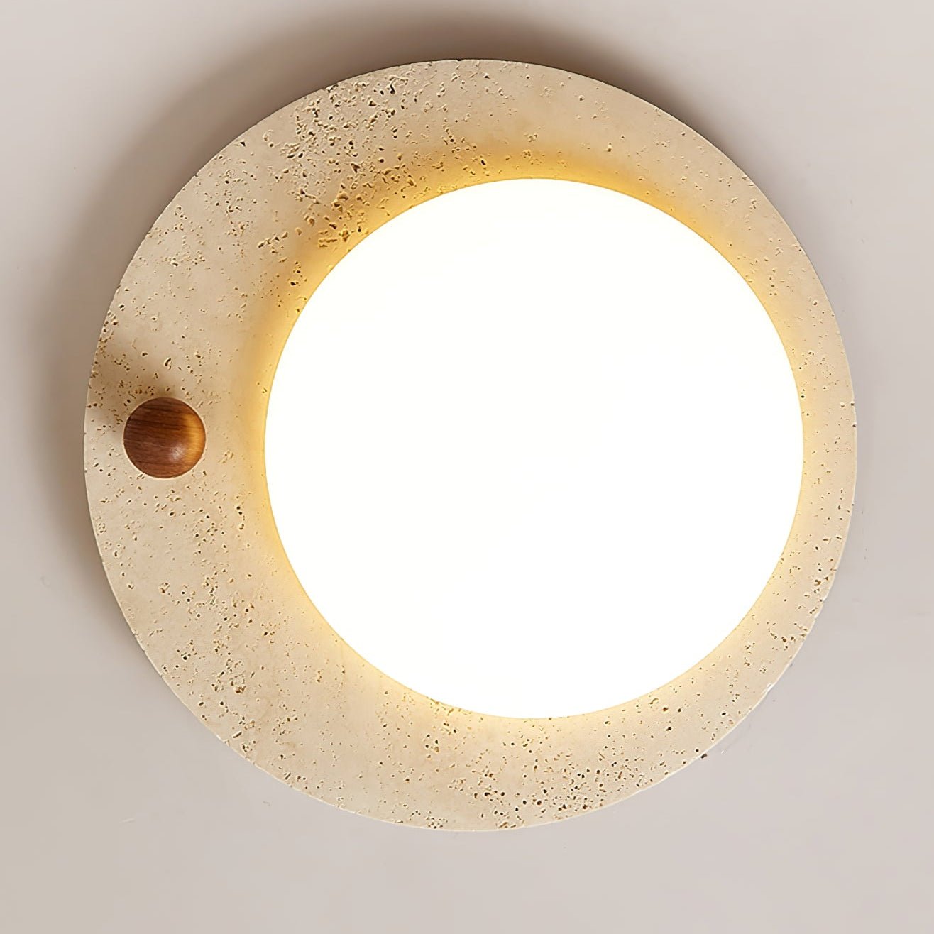 Circular Travertine Ceiling Light - Neutral Decor