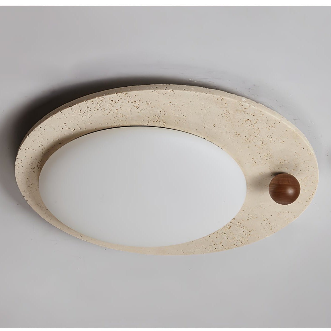 Circular Travertine Ceiling Light - Neutral Decor