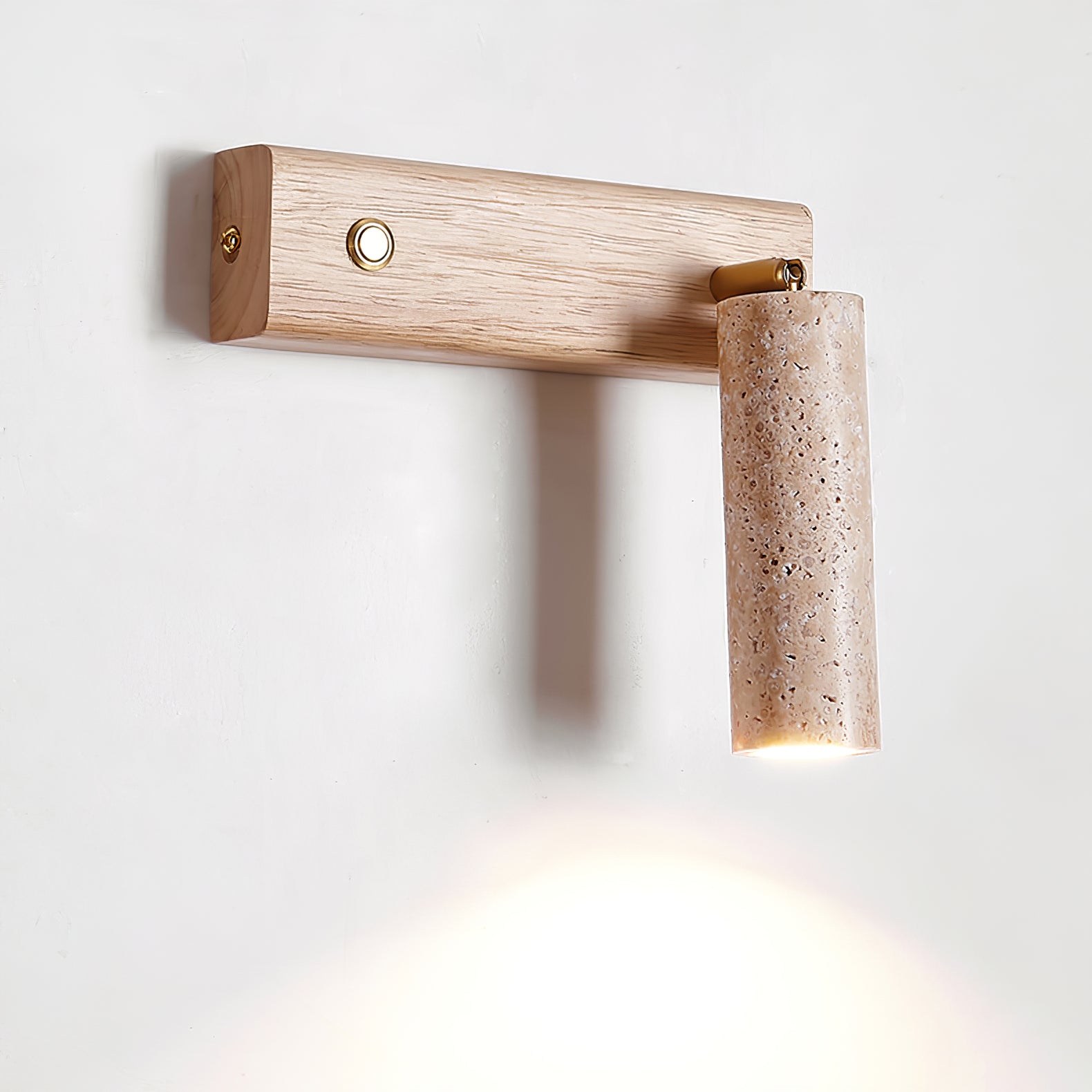 Valeaya Cylindrical Travertine Wall Light SpotLight