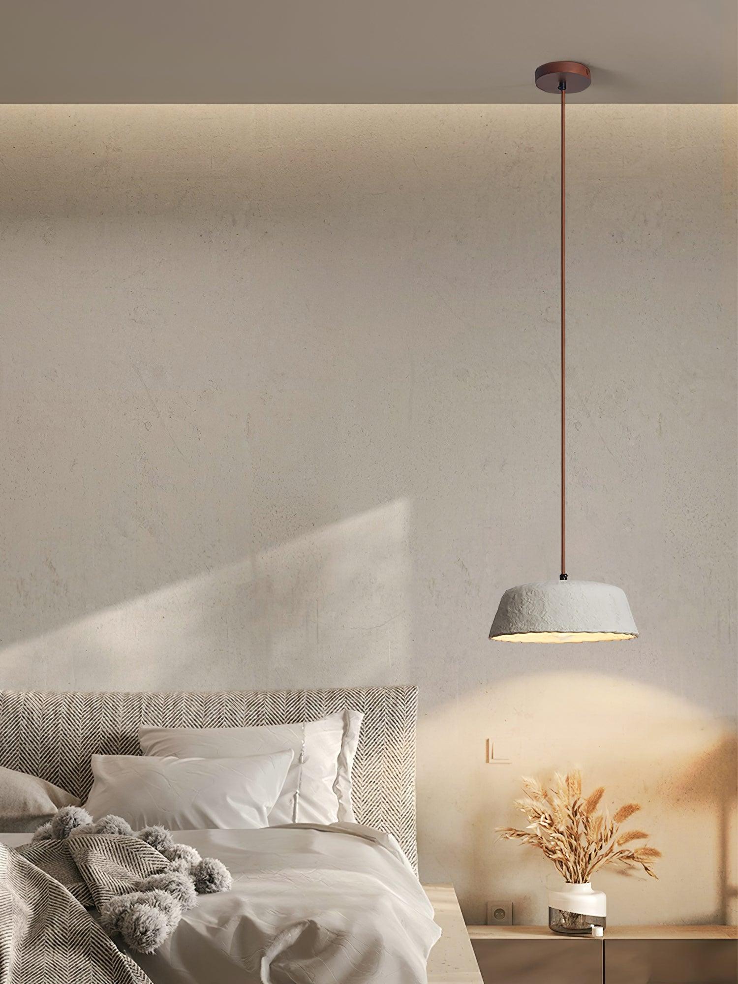 Stone Contemporary Wood Pendant Lamp