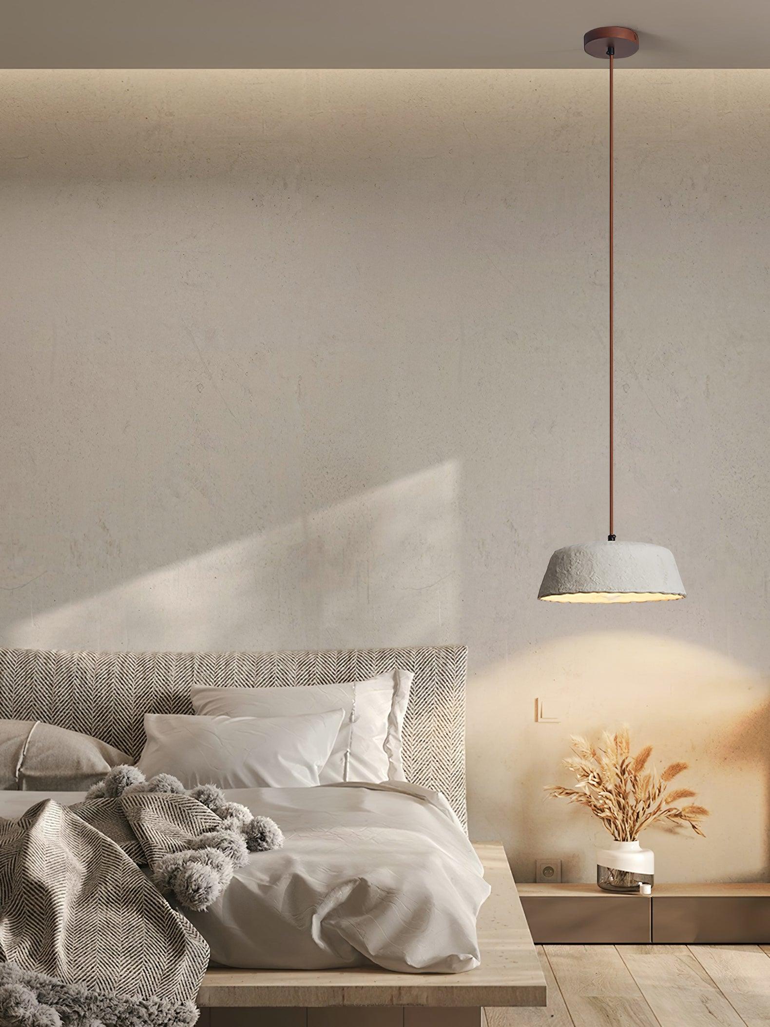 Stone Contemporary Wood Pendant Lamp