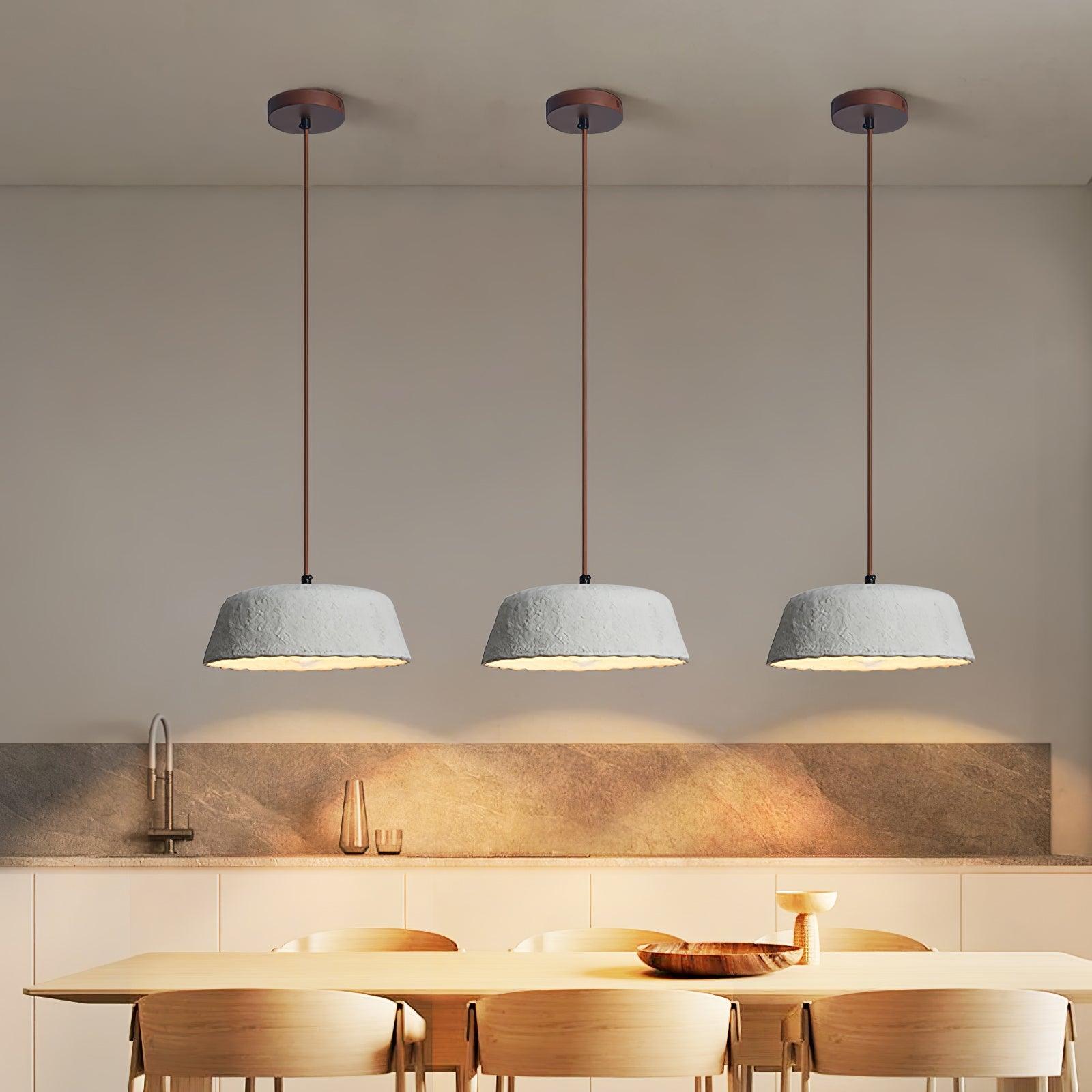 Stone Contemporary Wood Pendant Lamp