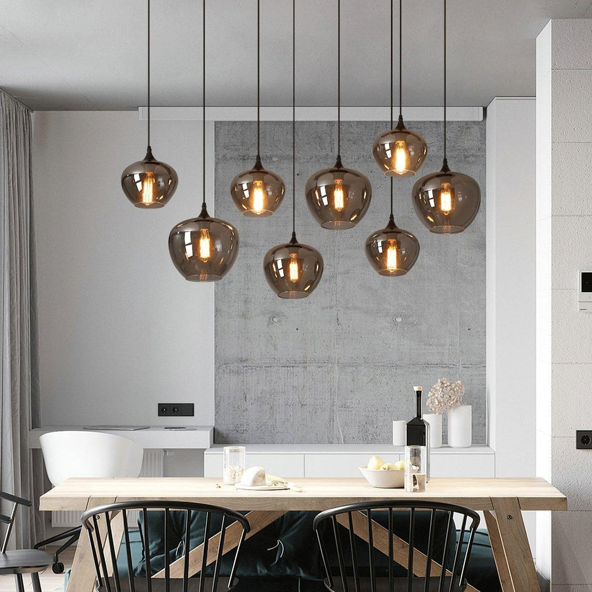 Gabrielle Minimalist Bottle Glass Pendant Light Smoke Gray