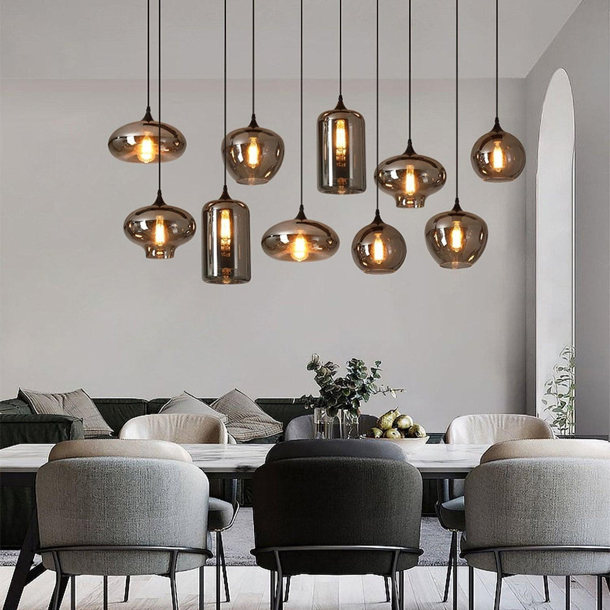 Tevely Glass Industrial Chic Pendant Light