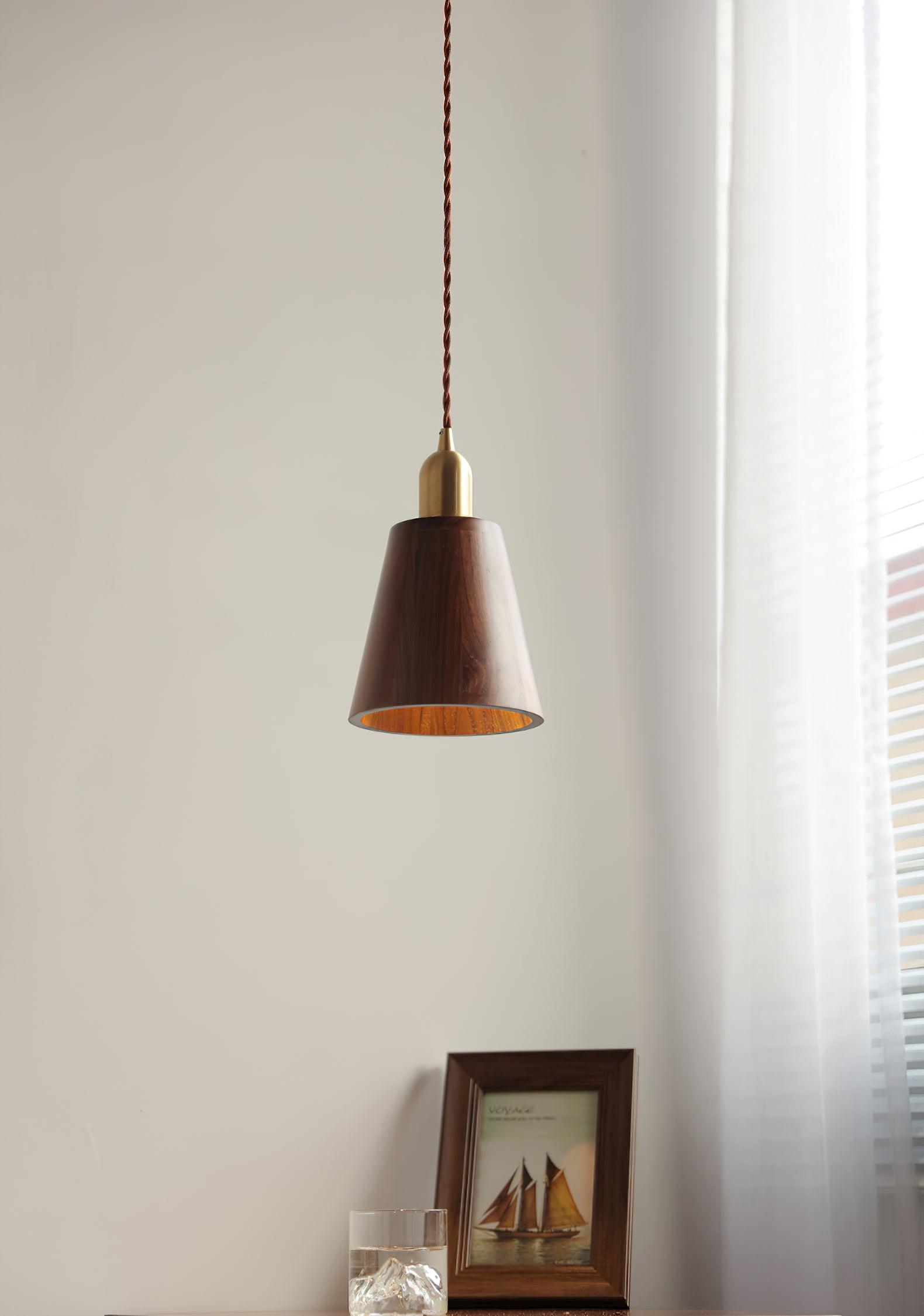 Sylinenne Pendant Lamp Walnut Brass Modern for Living Room