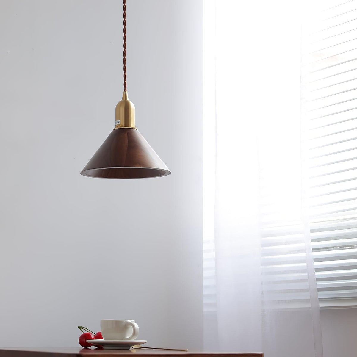 Sylinenne Pendant Lamp Walnut Brass Modern for Living Room
