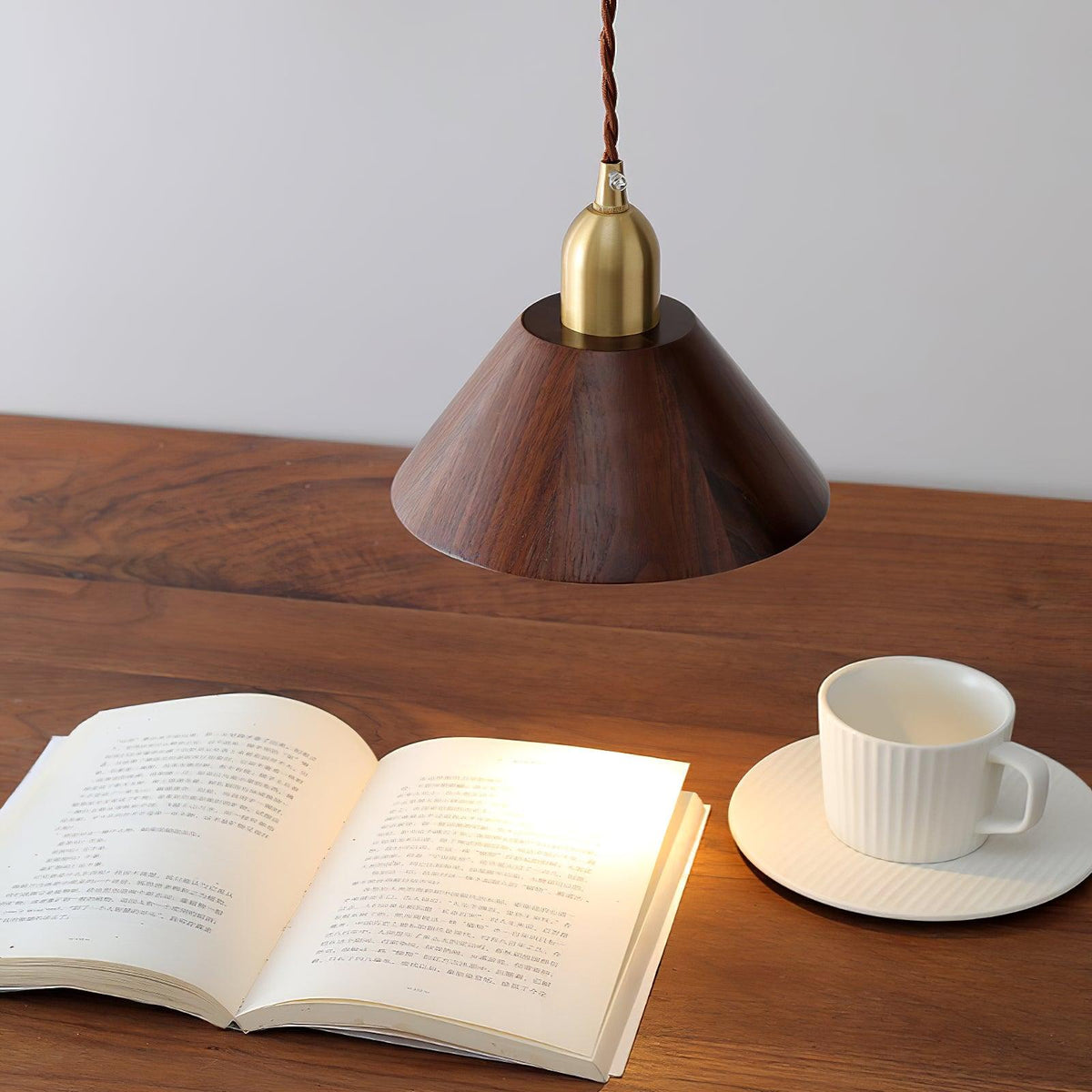 Sylinenne Pendant Lamp Walnut Brass Modern for Living Room