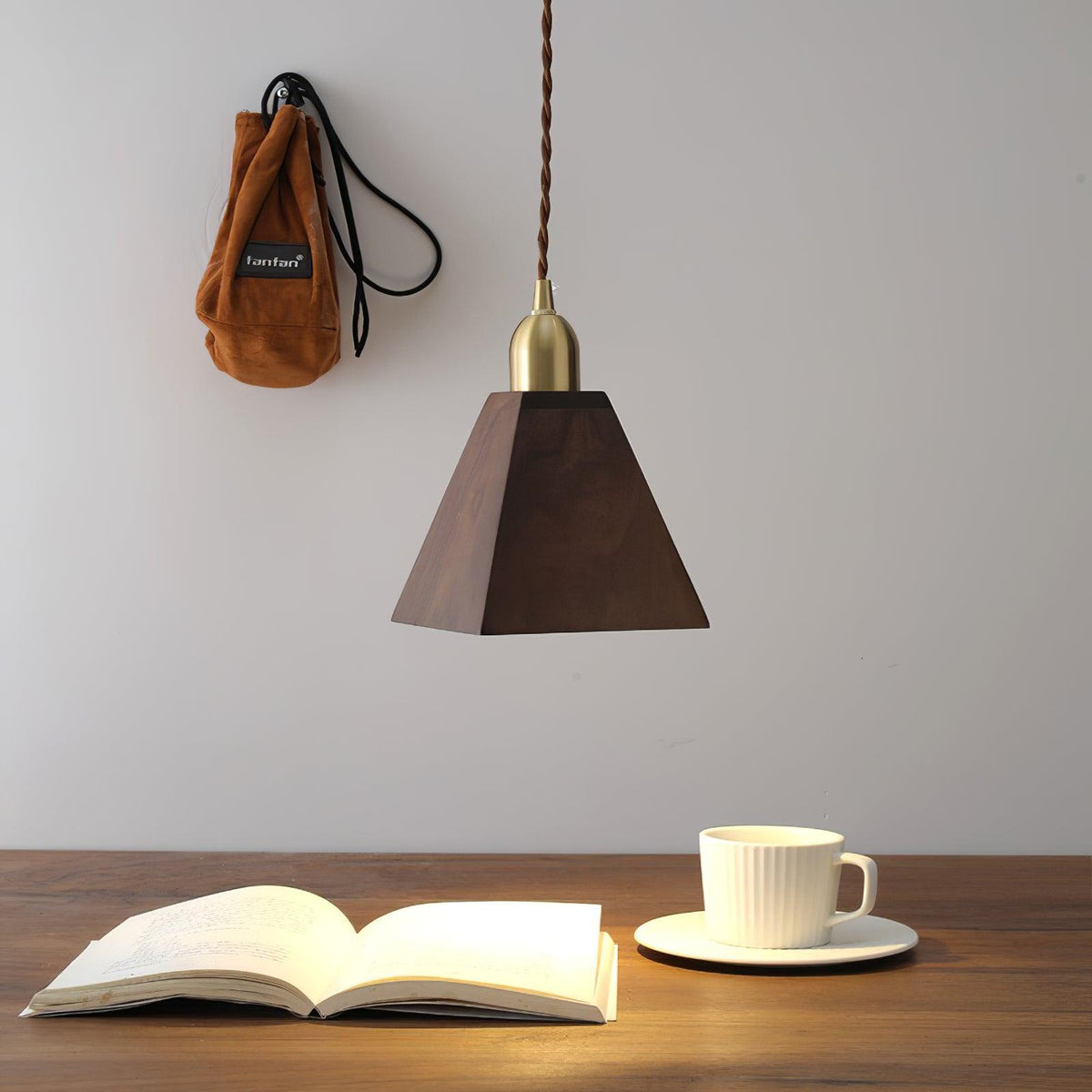 Sylinenne Pendant Lamp Walnut Brass Modern for Living Room
