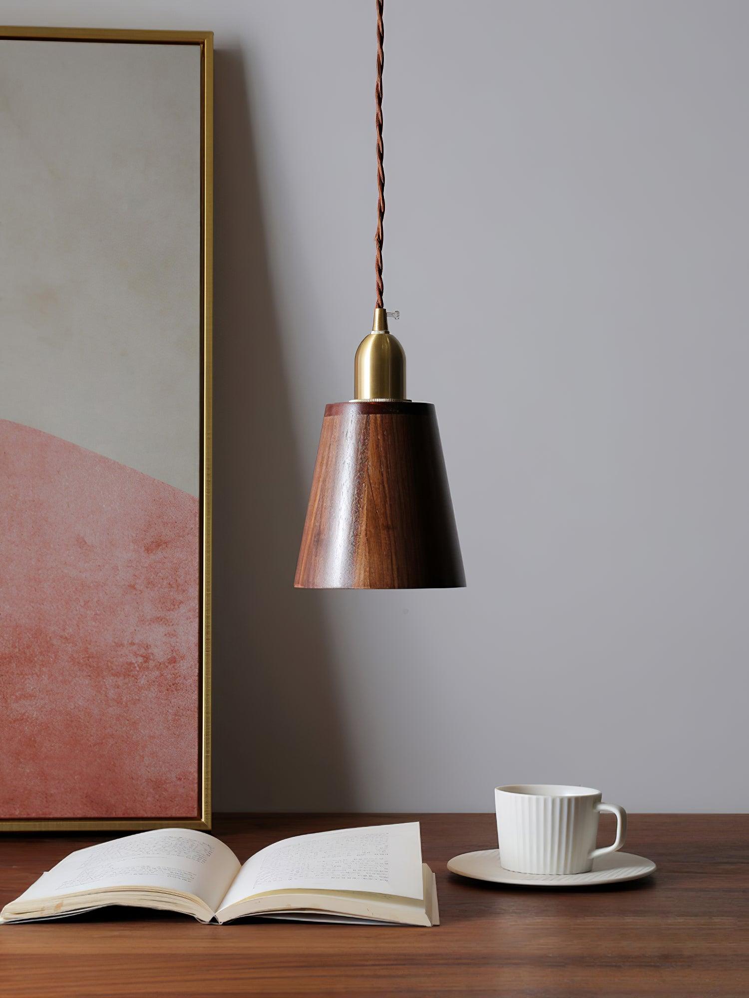 Sylinenne Pendant Lamp Walnut Brass Modern for Living Room