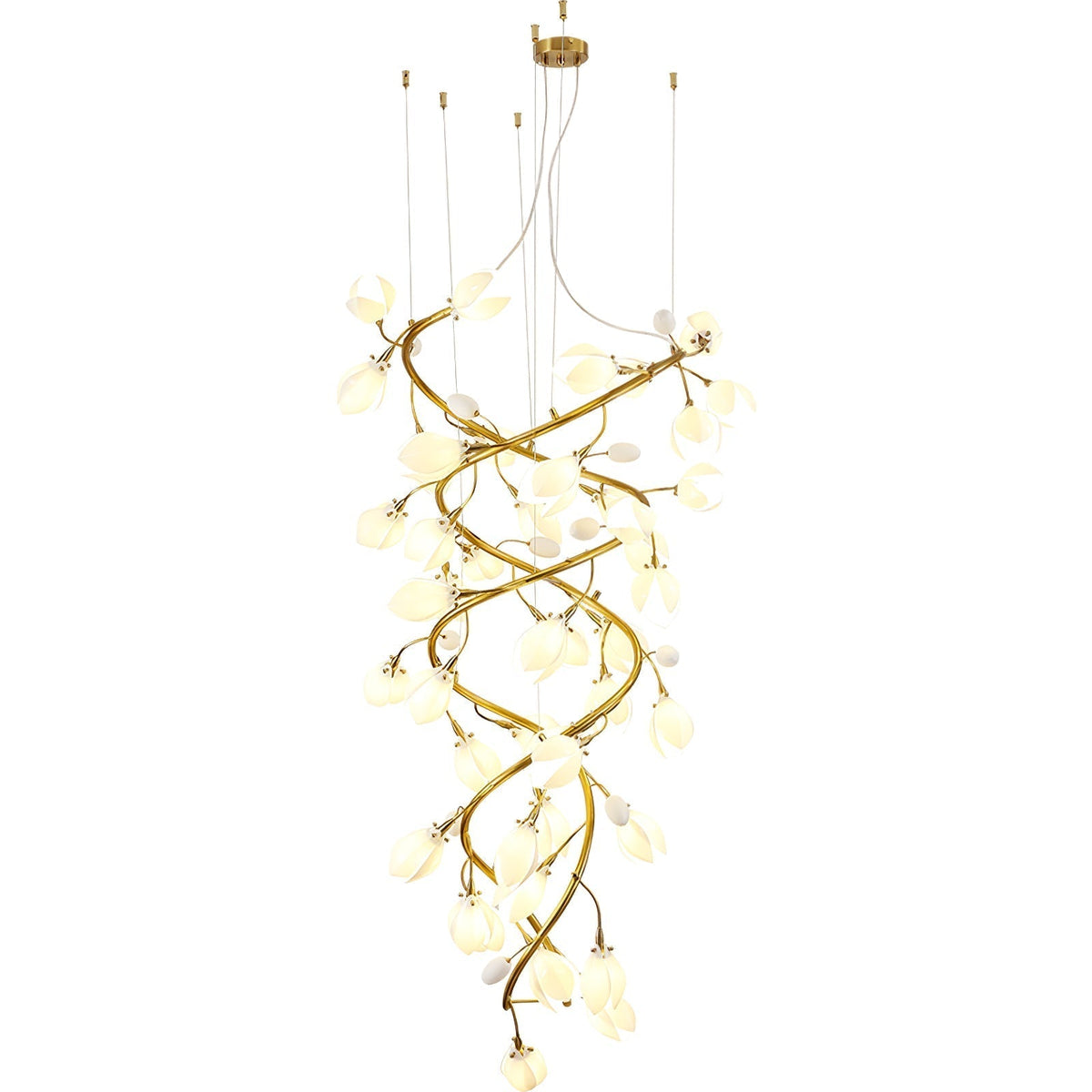 Evene Spiral Ceramic Brass Chandelier