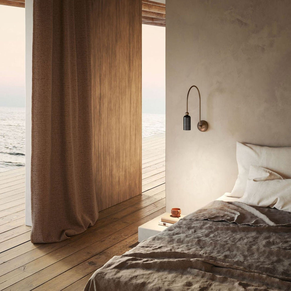 Vortigaud Curved Bronze Black Wall Light