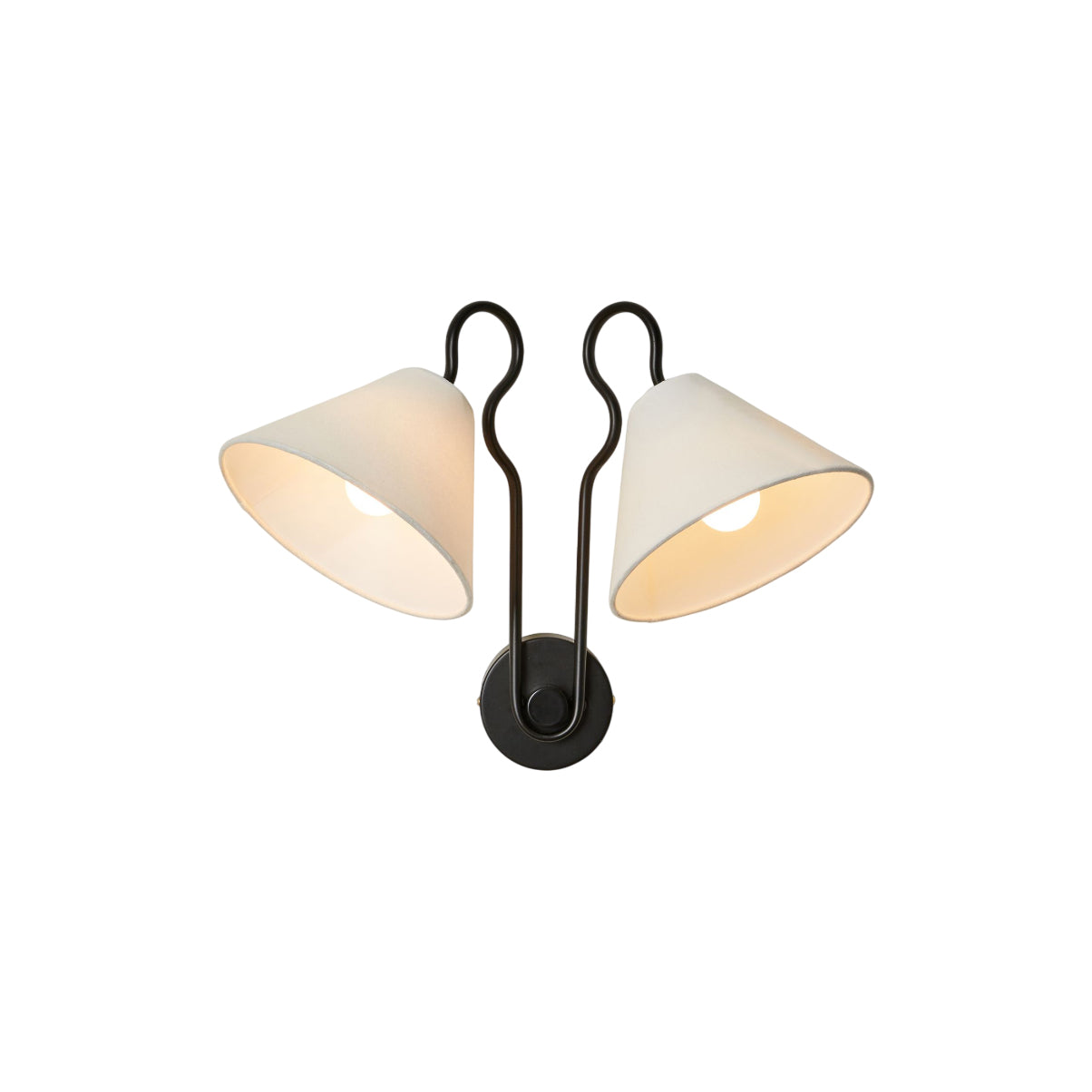 Paloma Double White Cone Shades Wall Lamp Fabric