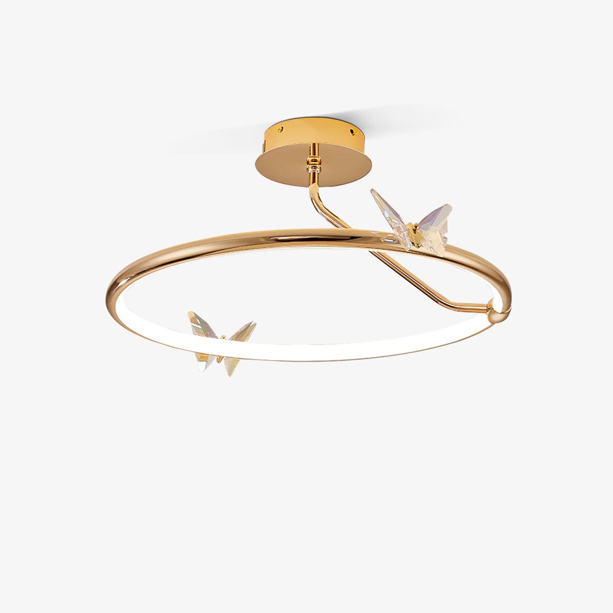 Cyrelel Ceiling Lamp Magic Butterfly Crystal Accents LED Ring