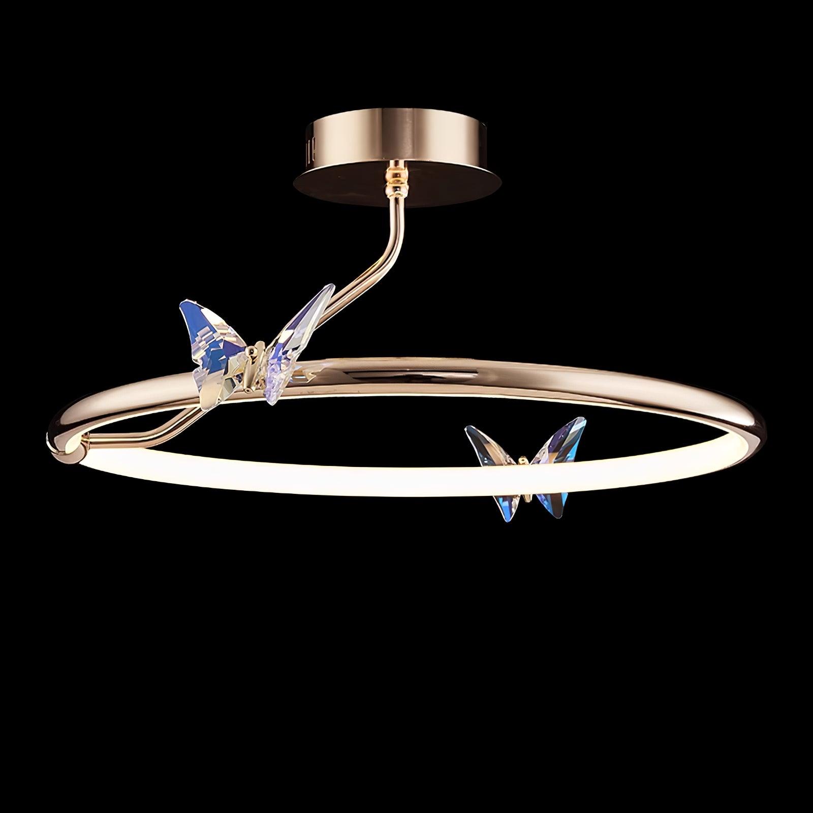 Cyrelel Ceiling Lamp Magic Butterfly Crystal Accents LED Ring