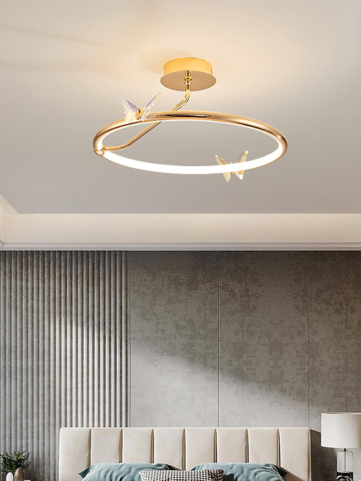 Cyrelel Ceiling Lamp Magic Butterfly Crystal Accents LED Ring