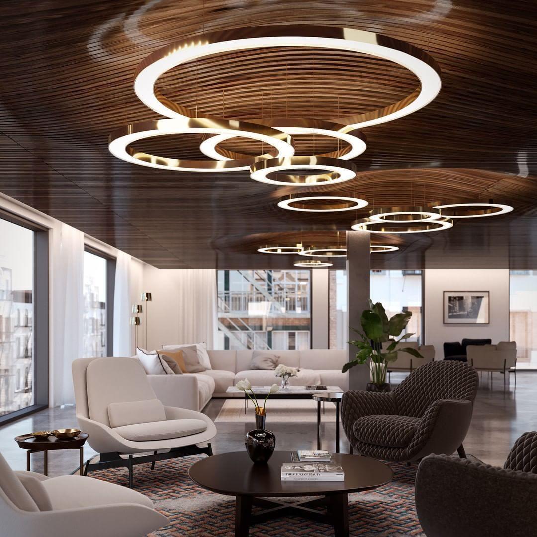 Dexlin Pendant Light LED Ring Gold Modern 3-Ring