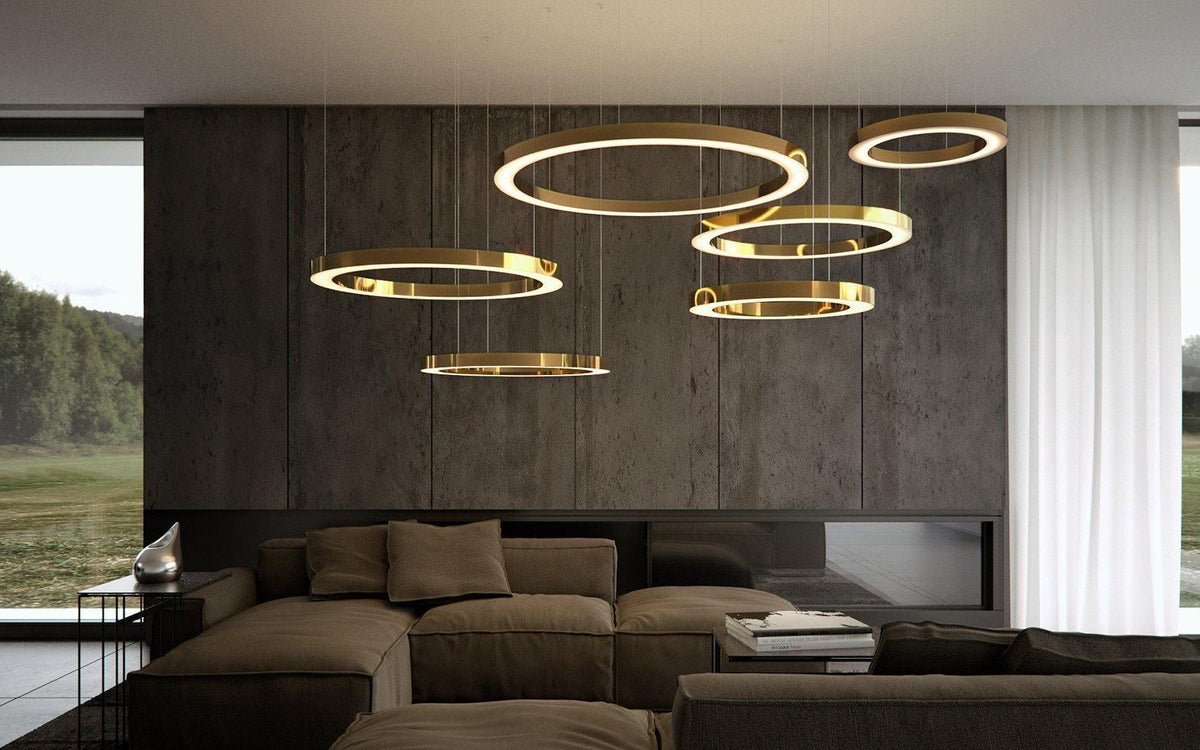 Dexlin Pendant Light LED Ring Gold Modern 3-Ring
