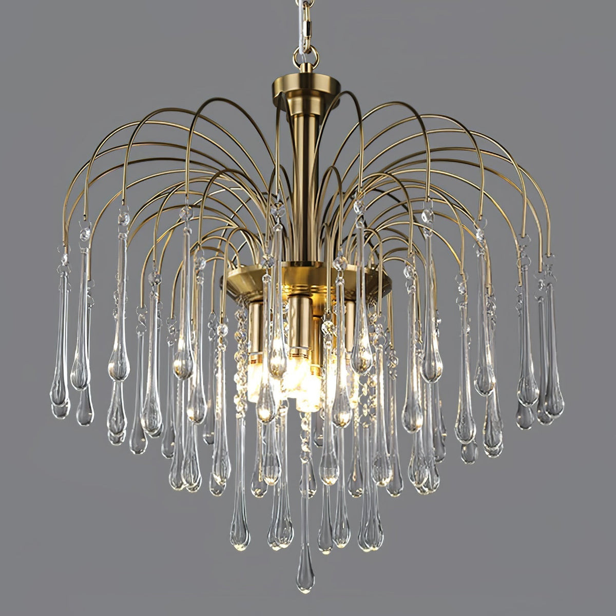 Ciel Chandelier Golden Arms and Crystal