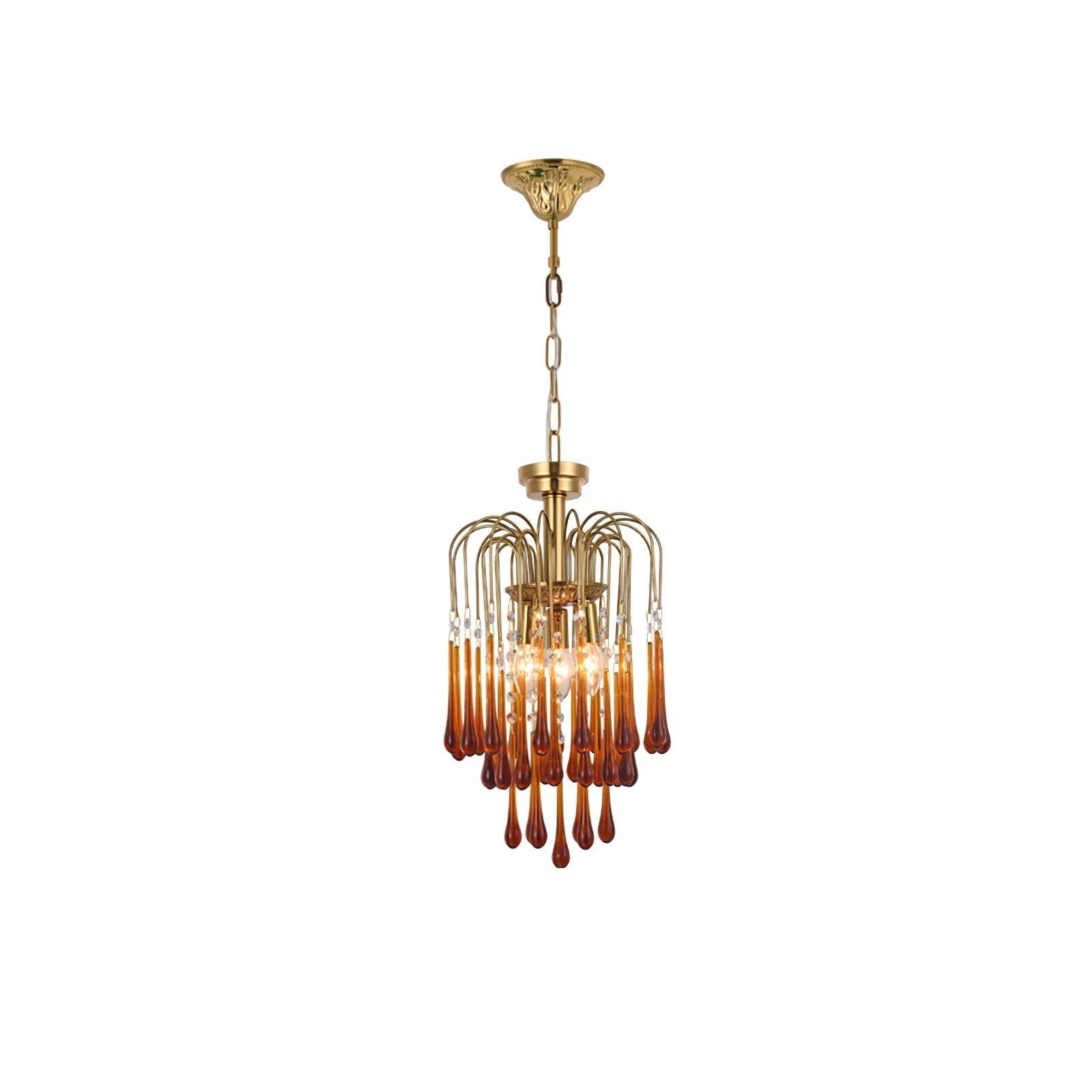 Lustra Chandelier Golden Arms and Crystal - Neutral Decor