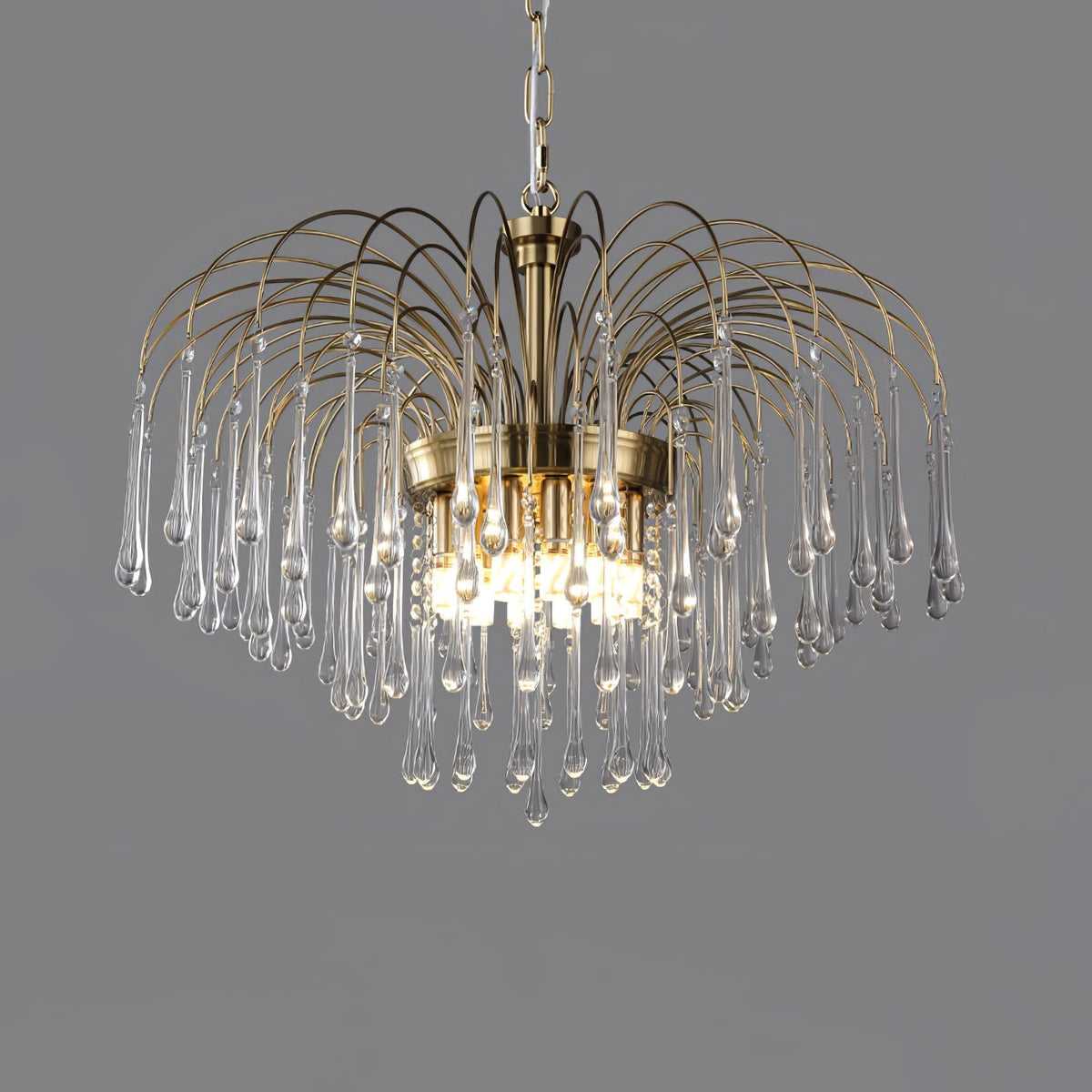 Ciel Chandelier Golden Arms and Crystal