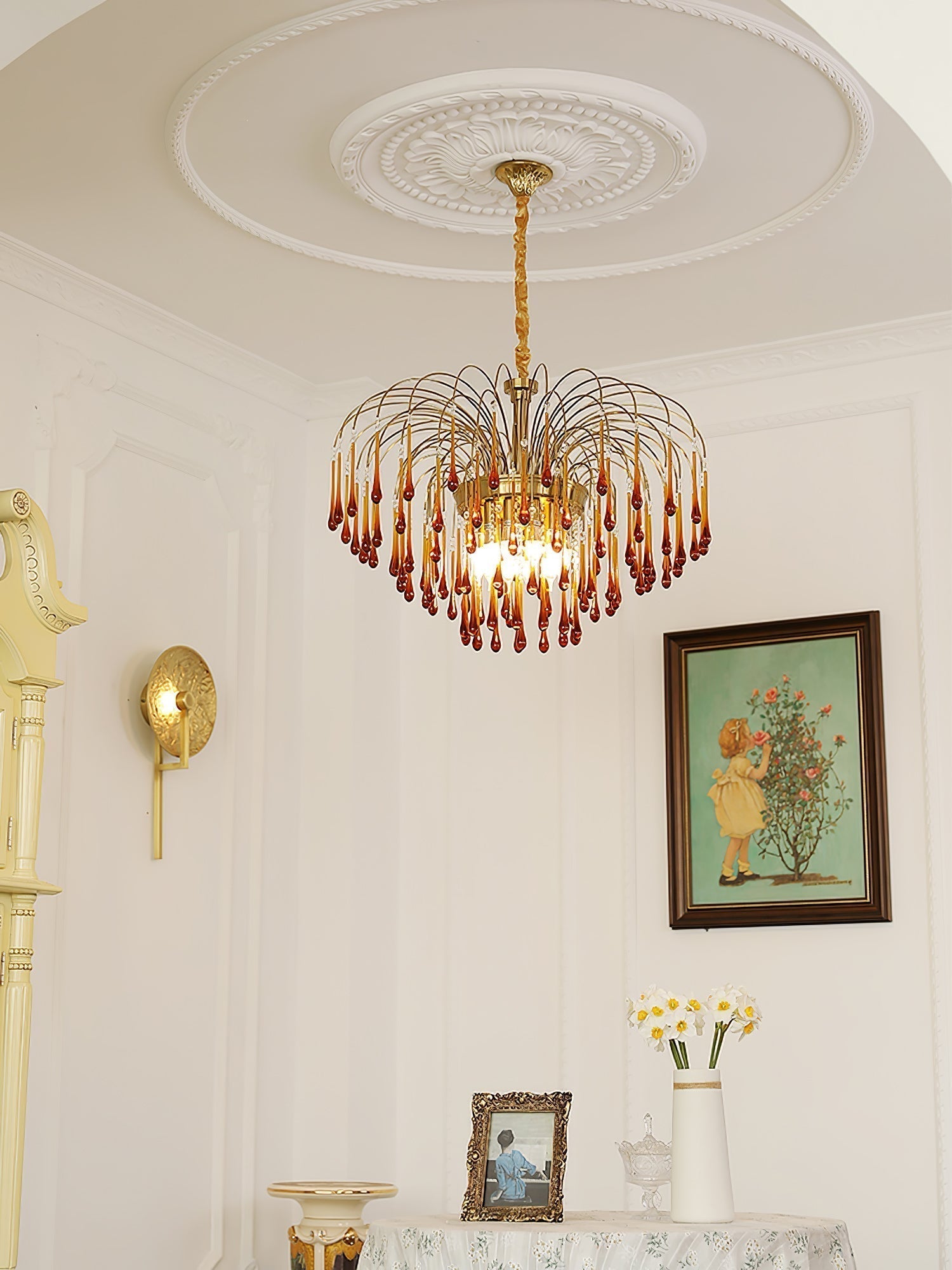 Ciel Chandelier Golden Arms and Crystal