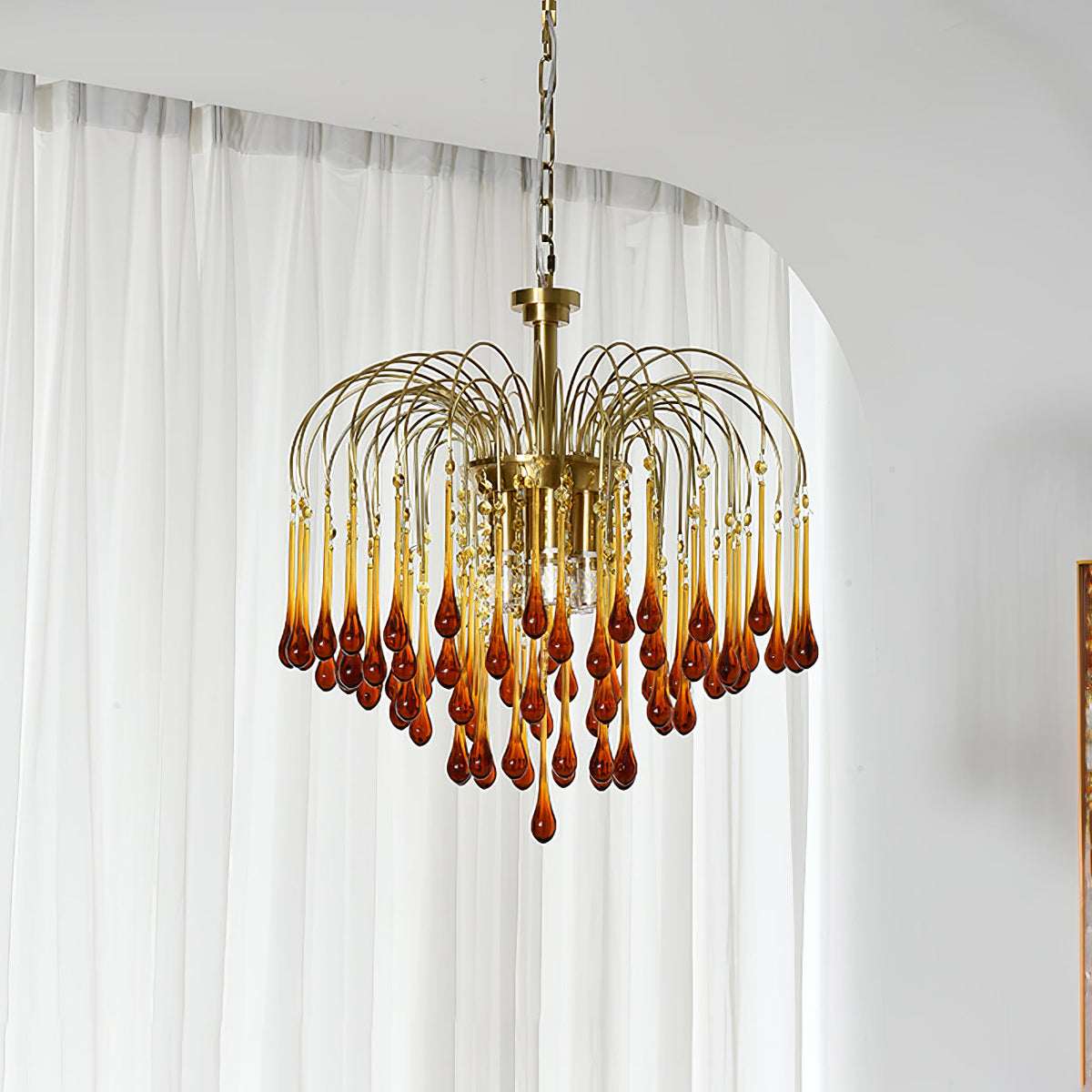 Ciel Chandelier Golden Arms and Crystal