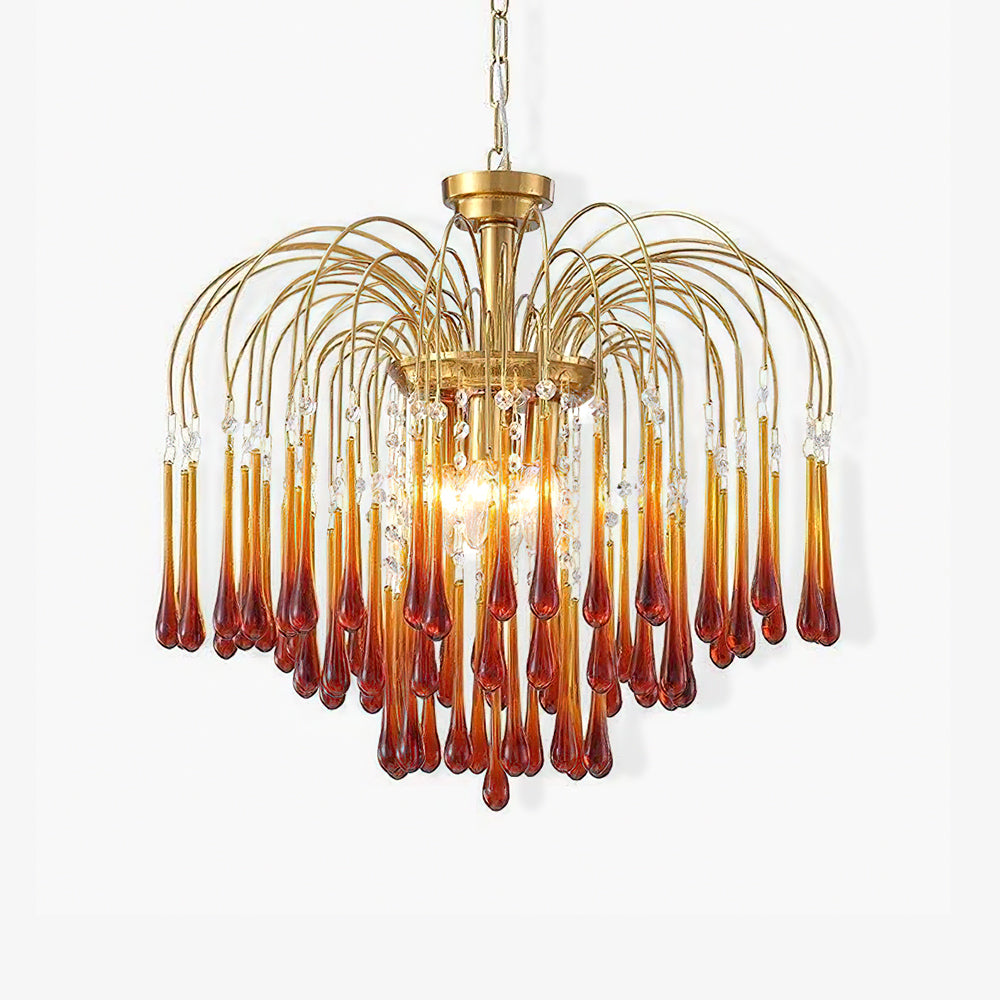 Lustra Chandelier Golden Arms and Crystal - Neutral Decor