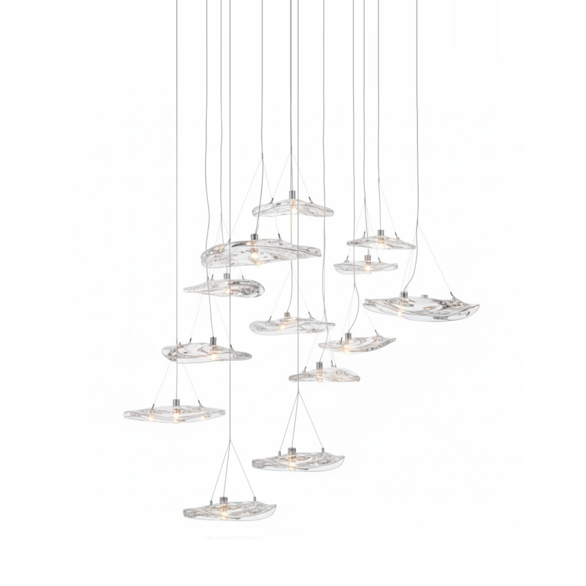 Glacial Float Cascade  Glass Chandelier