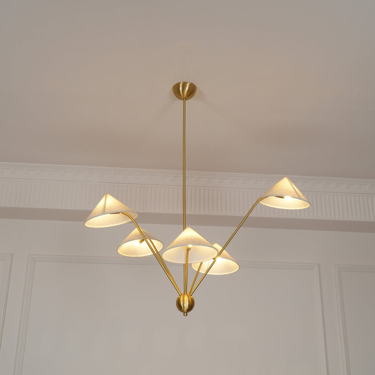 Oriisora Chandelier Brass Curved Beige