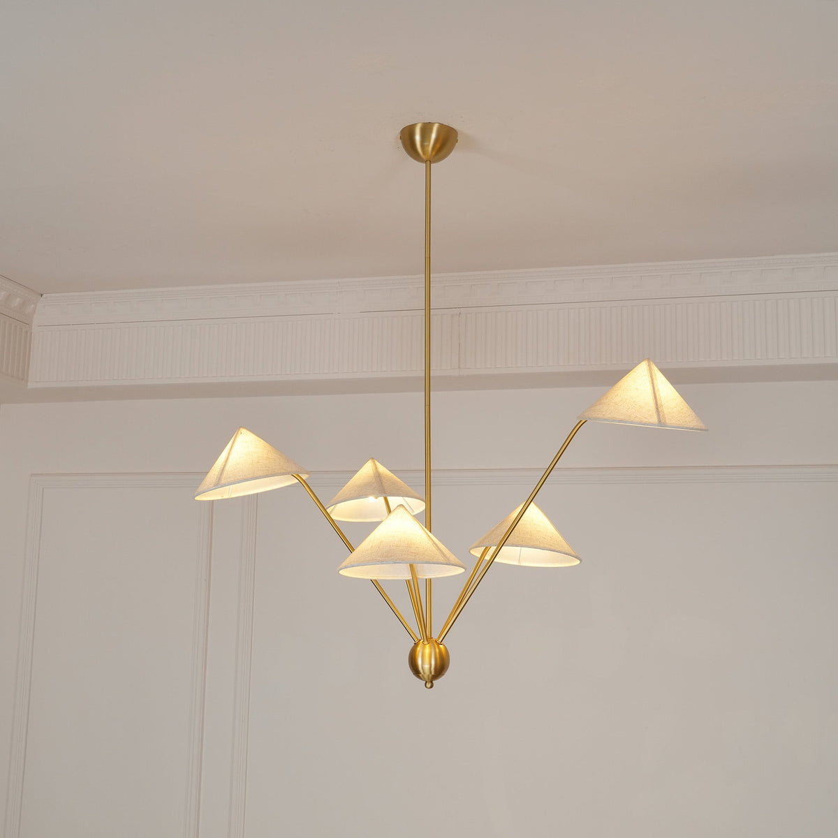 Oriisora Chandelier Brass Curved Beige