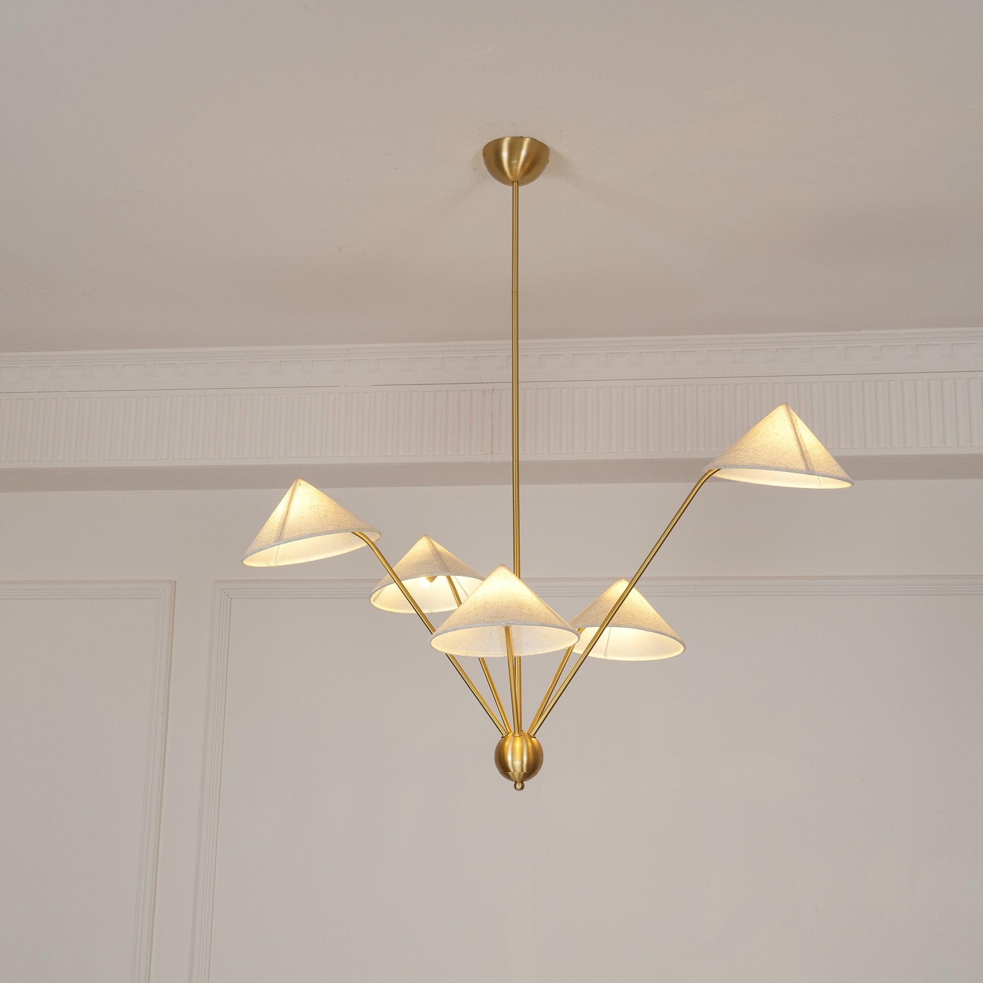 Oriisora Chandelier Brass Curved Beige
