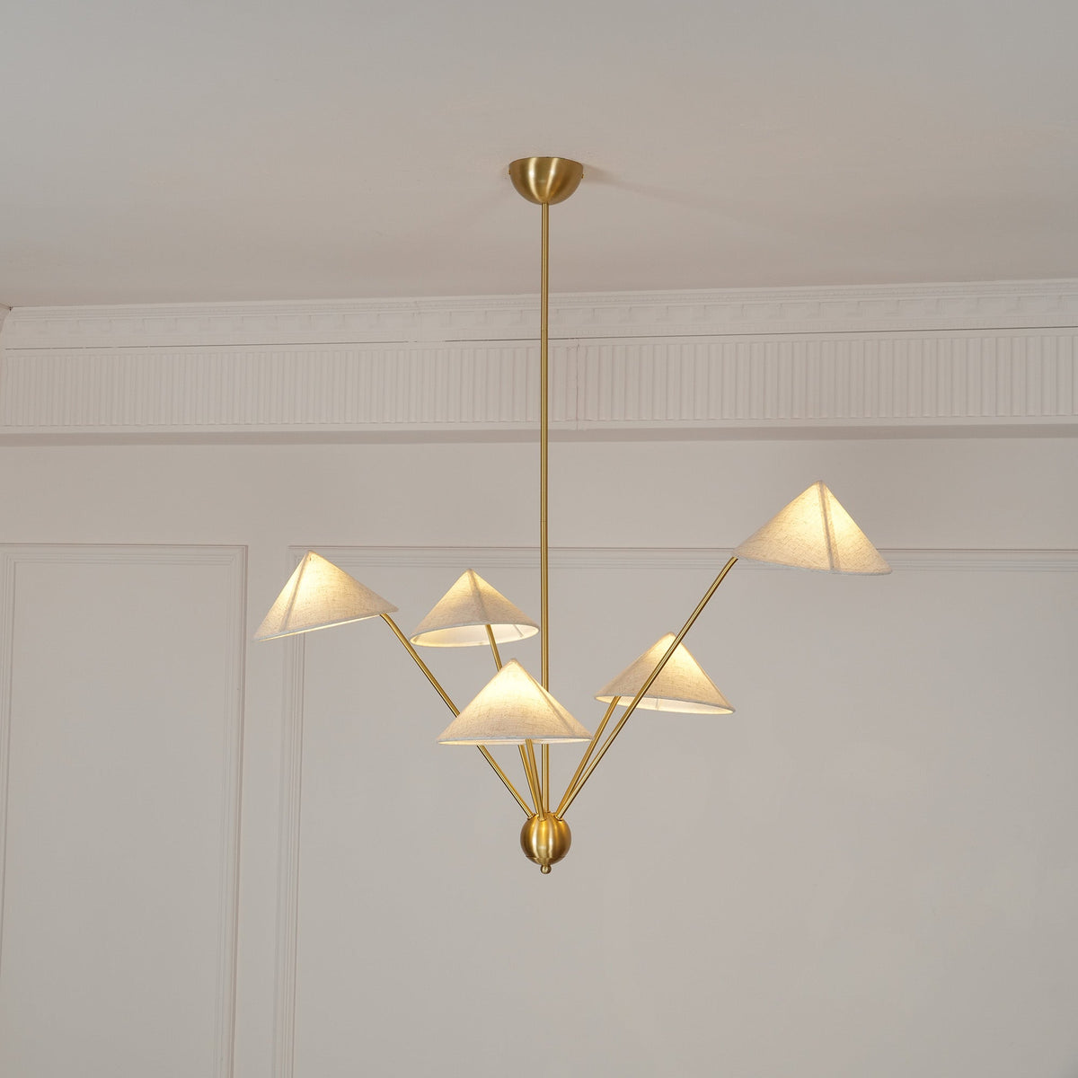Oriisora Chandelier Brass Curved Beige