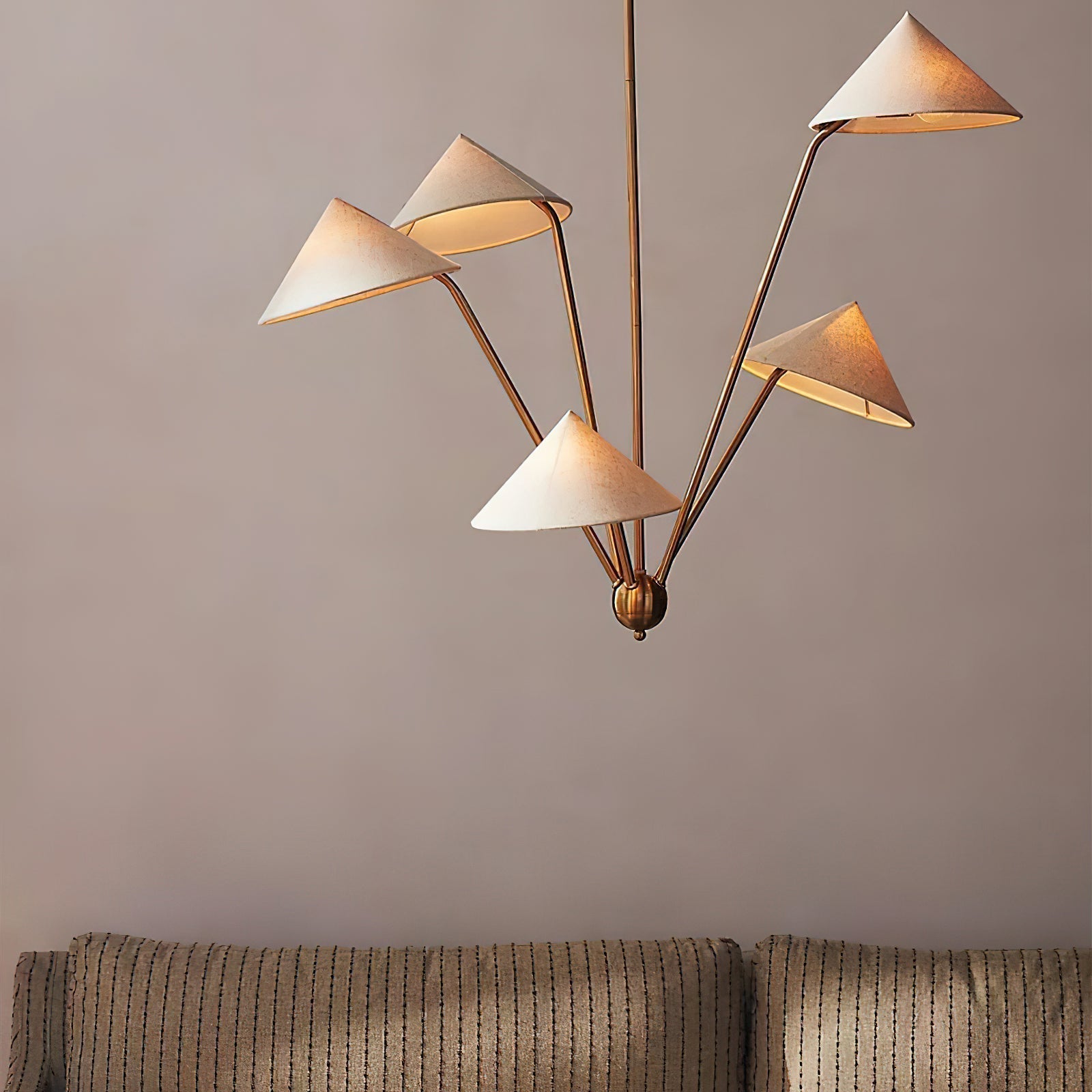 Oriisora Chandelier Brass Curved Beige