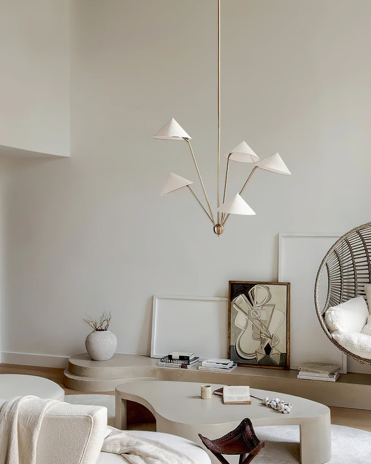 Oriisora Chandelier Brass Curved Beige