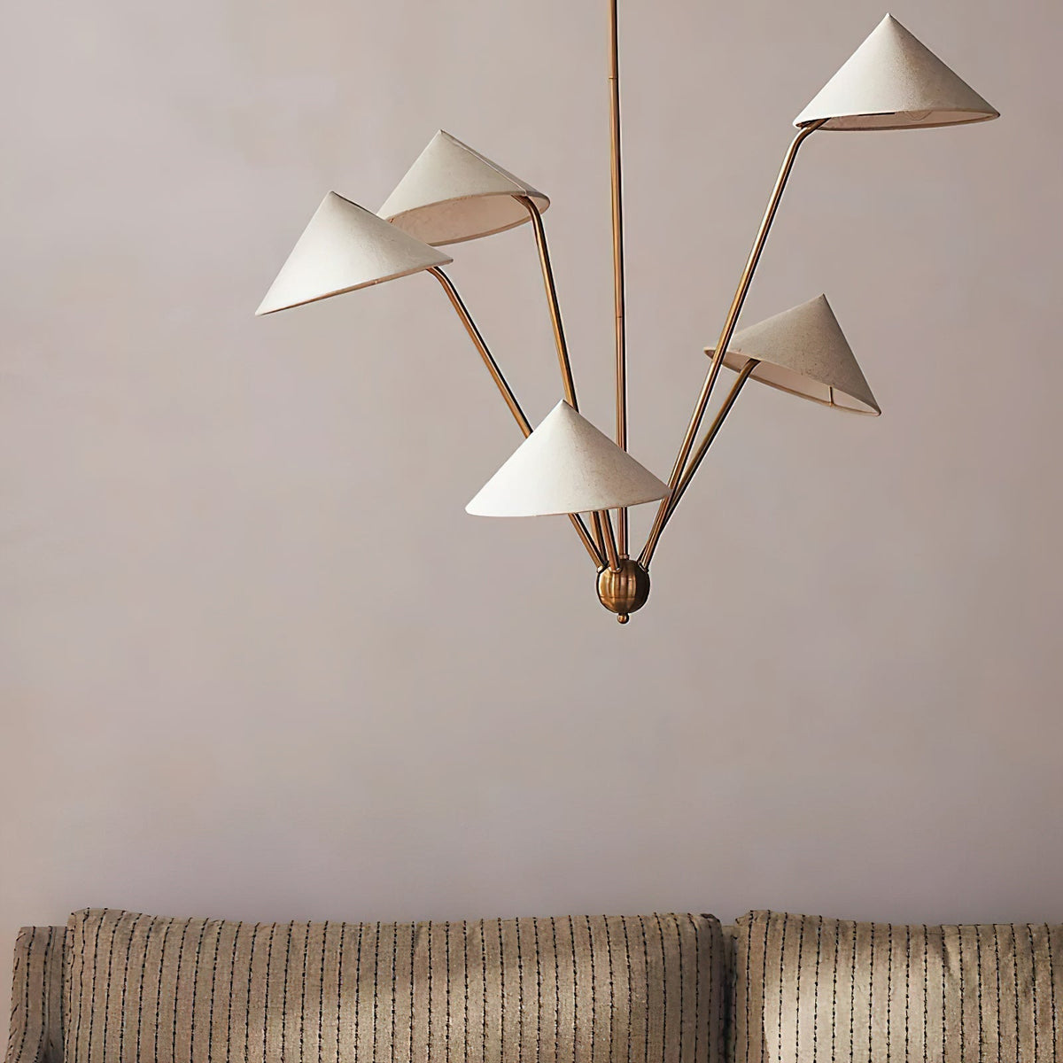 Oriisora Chandelier Brass Curved Beige