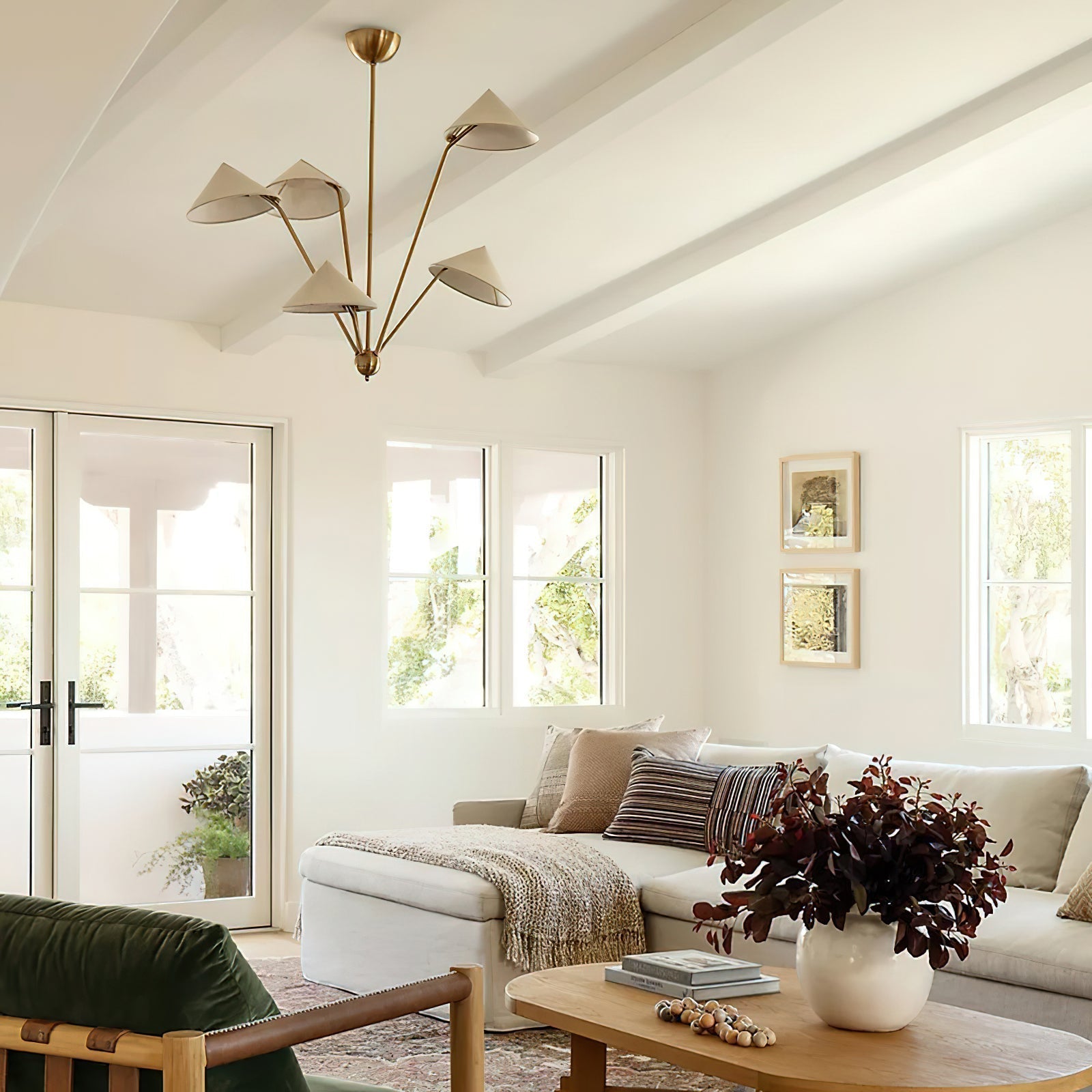 Oriisora Chandelier Brass Curved Beige