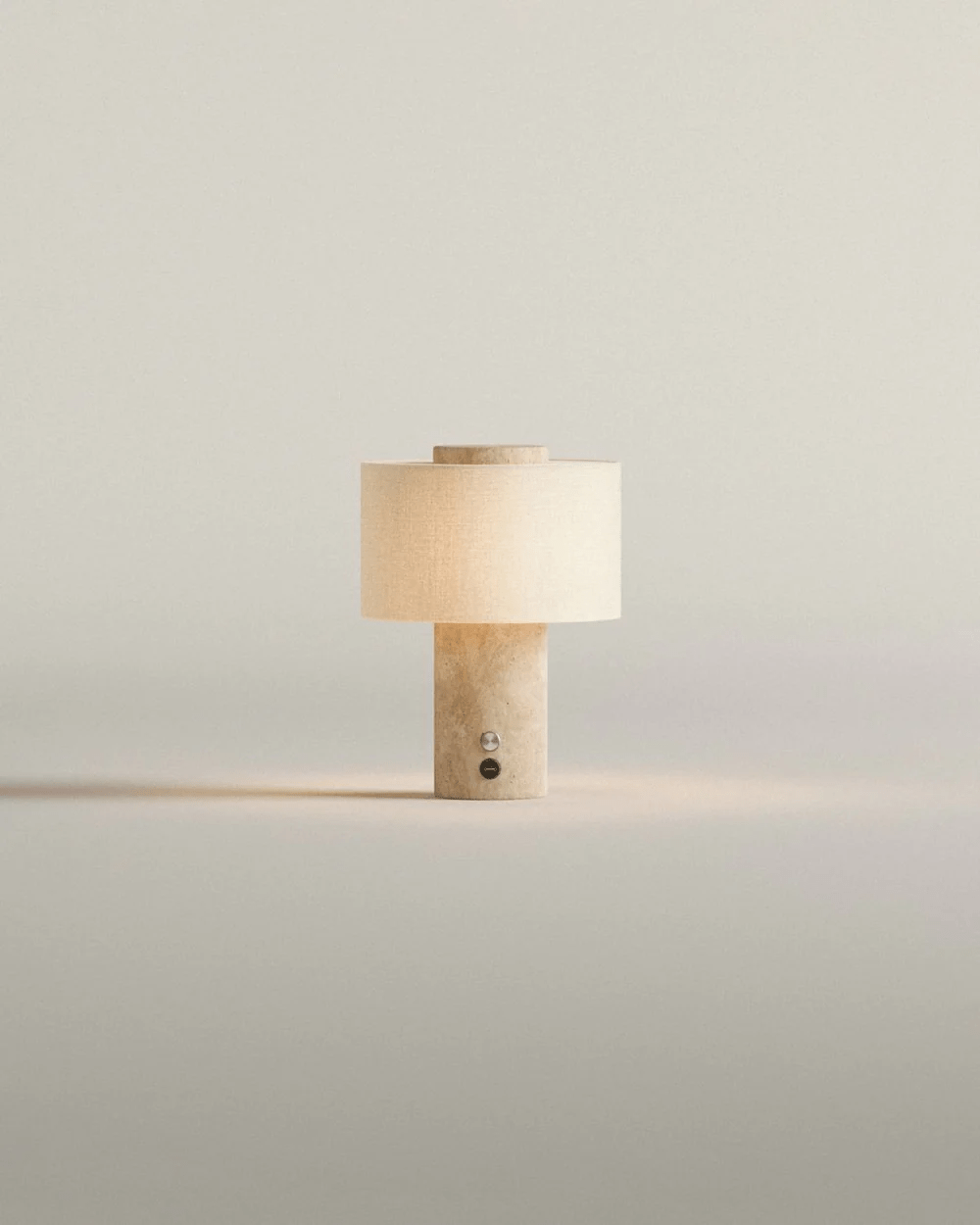 Kalvy Cylindrical  Travertine Marble Table Lamp