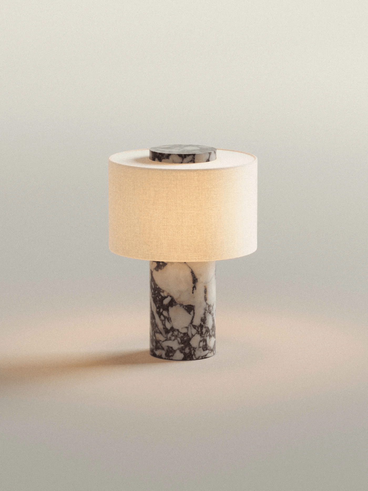 Kalvy Cylindrical  Travertine Marble Table Lamp