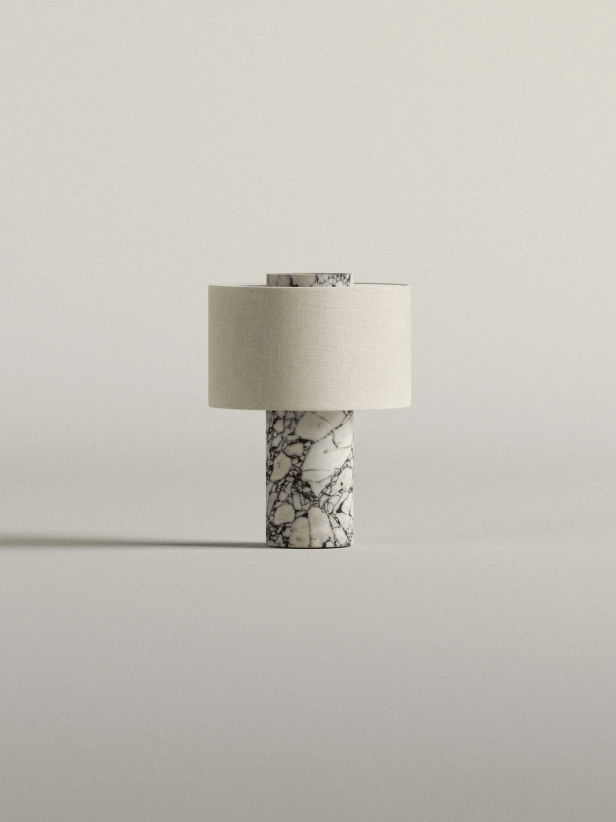 Kalvy Cylindrical  Travertine Marble Table Lamp