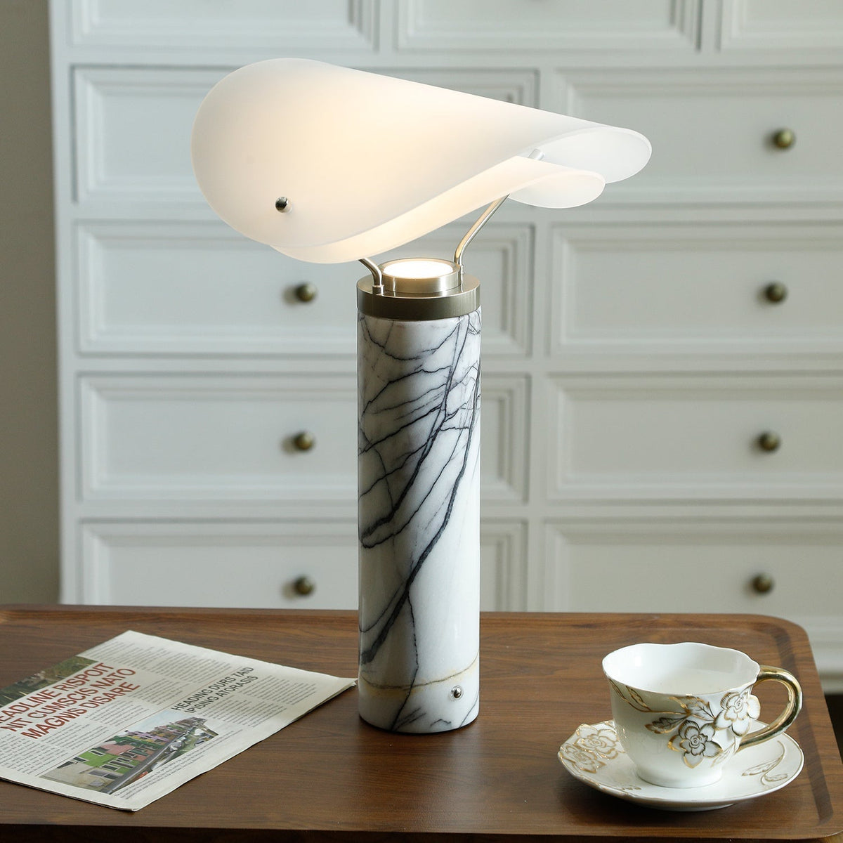 Inorielis Sculptural Travertine Table Lamp