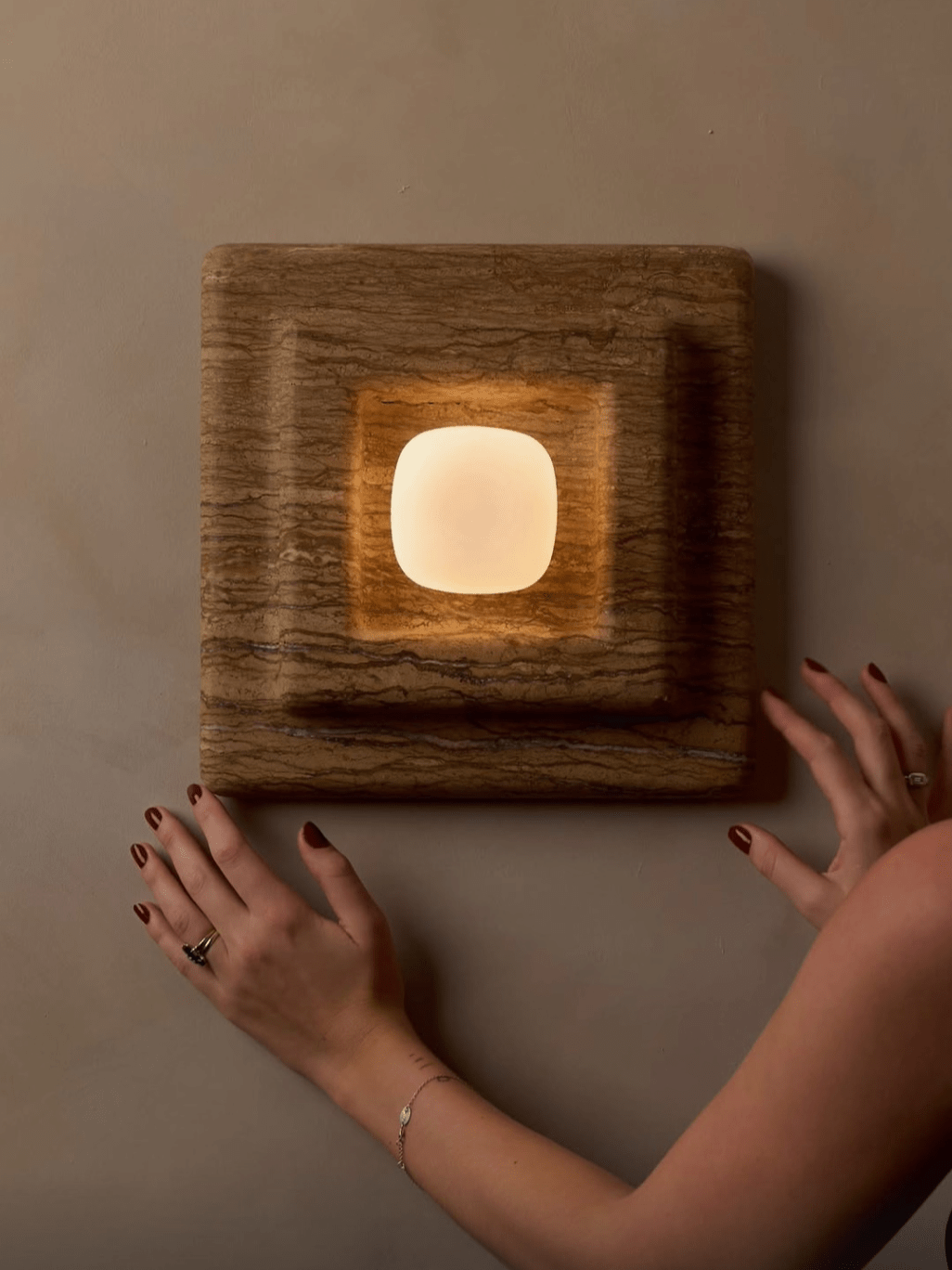 Ziv Hearthwood Square Layered Marble Wall Lamp