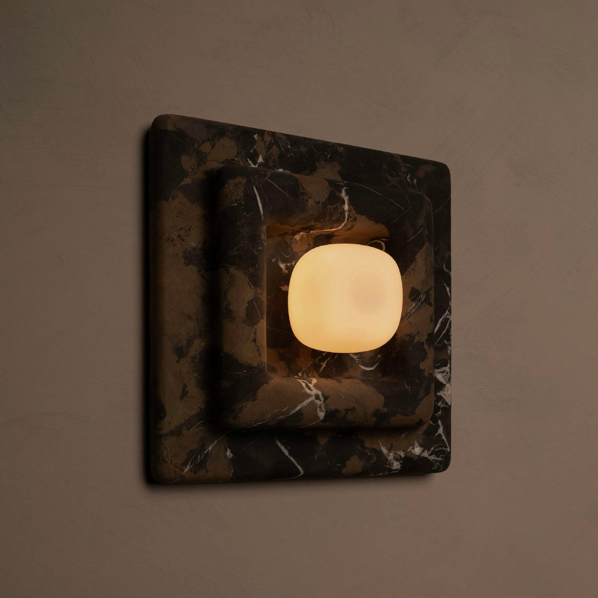 Ziv Hearthwood Square Layered Marble Wall Lamp