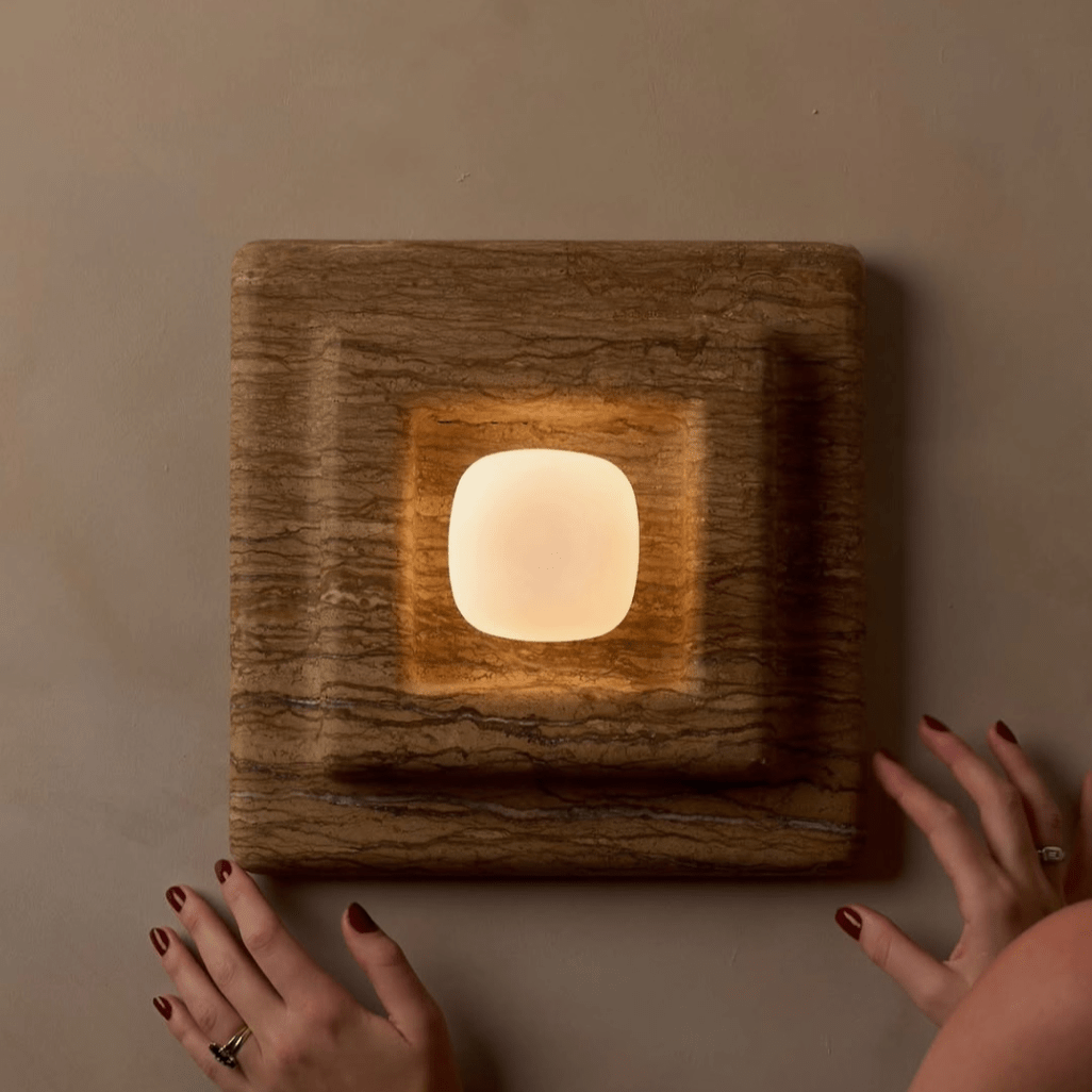 Ziv Hearthwood Square Layered Marble Wall Lamp