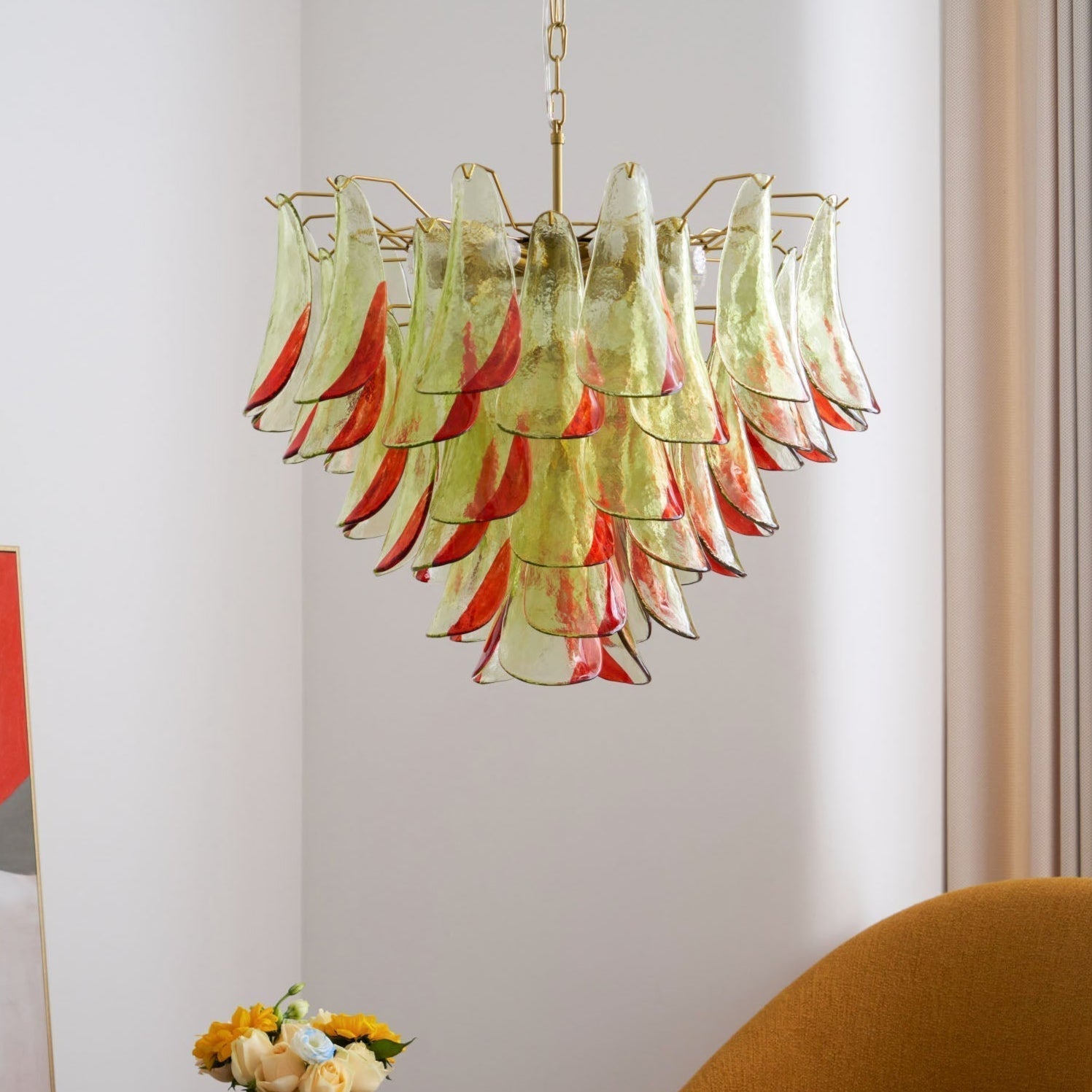 Celoraria Chandelier Murano Glass Petal Elegant